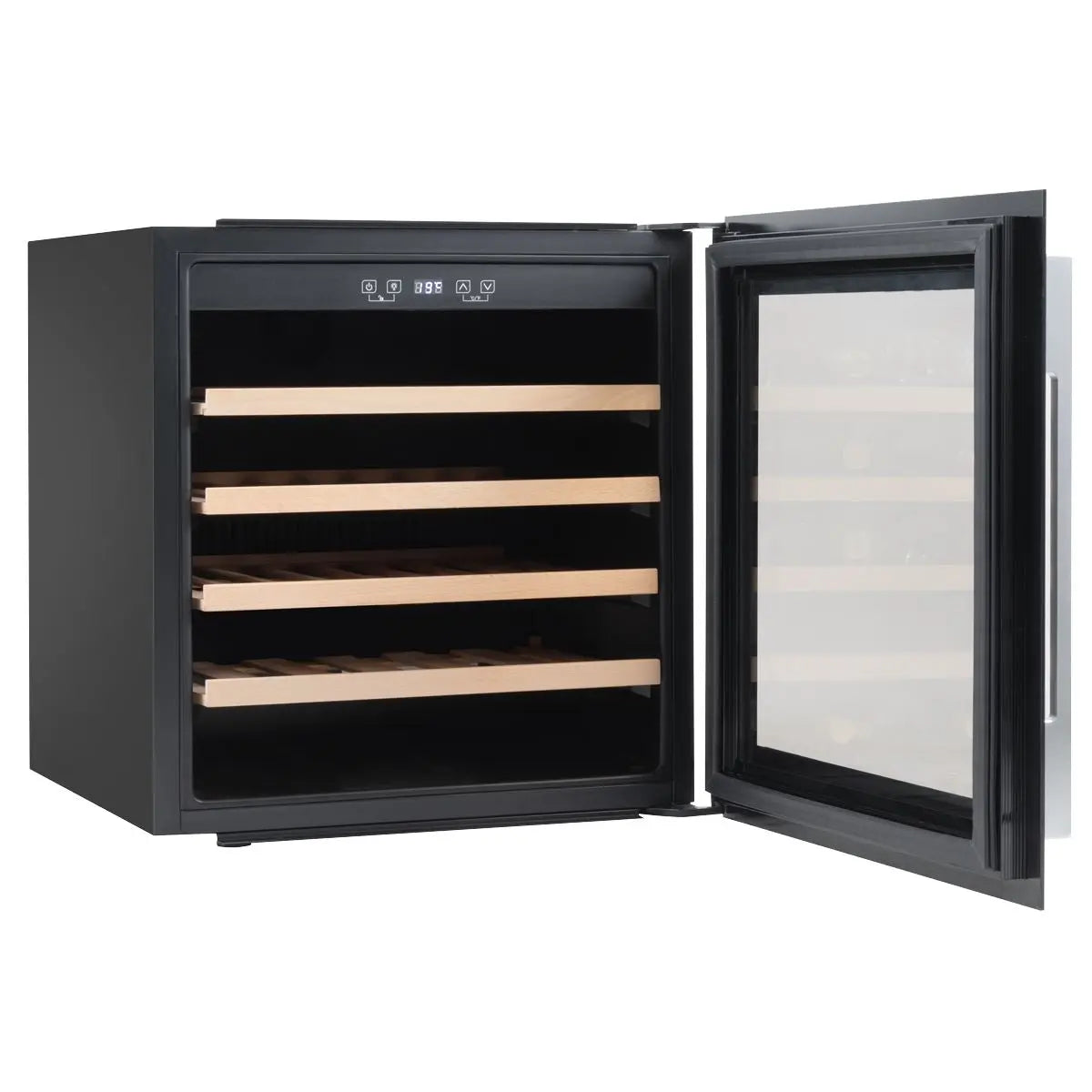 Baridi 60cm Built-In 36 Bottle Wine Cooler with Beech Wood Shelves and Internal LED Light, Black  White Rose Tools