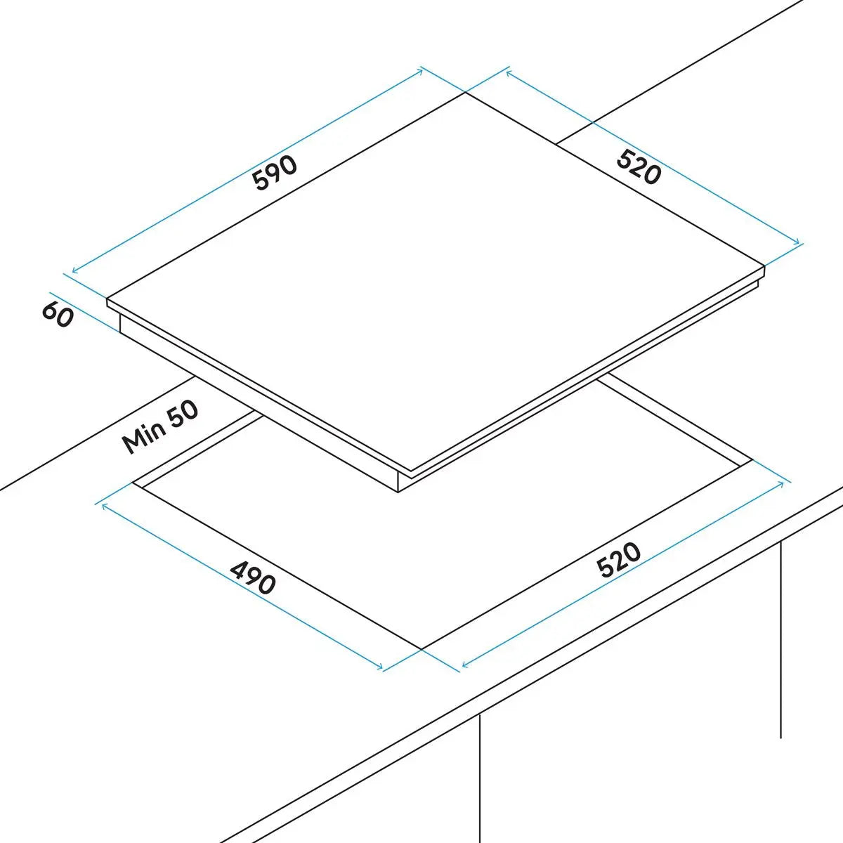 Baridi 60cm Built-In Ceramic Hob 4 Cooking Zones, Black Glass, 6000W with Touch Controls, Timer  White Rose Tools