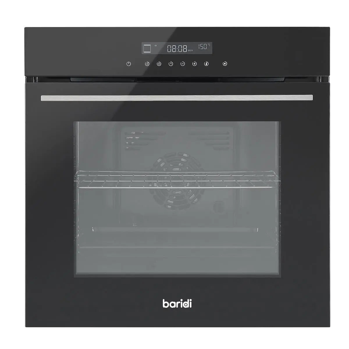 Baridi 60cm Built-In Fan Assisted, Single, Integrated 10 Function Electric Oven, Touchscreen Controls, 72L Capacity, Black  White Rose Tools
