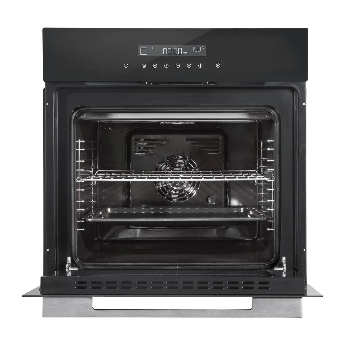 Baridi 60cm Built-In Fan Assisted, Single, Integrated 10 Function Electric Oven, Touchscreen Controls, 72L Capacity, Black  White Rose Tools