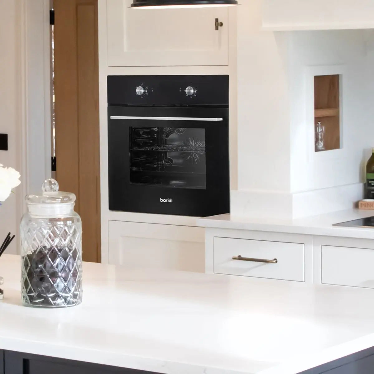 Baridi 60cm Built-In Five Function Fan Assisted Oven, 55L Capacity, Black  White Rose Tools