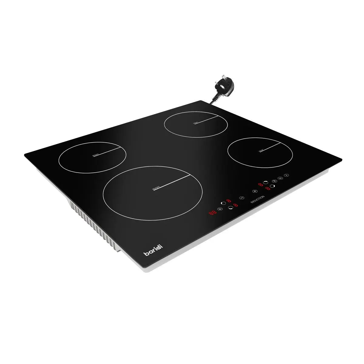 Baridi 60cm Built-In Induction Hob with 4 Cooking Zones, 2800W, Boost Function, 9 Power Levels, Touch Control, Timer, supplied with 13A Plug White Rose Tools