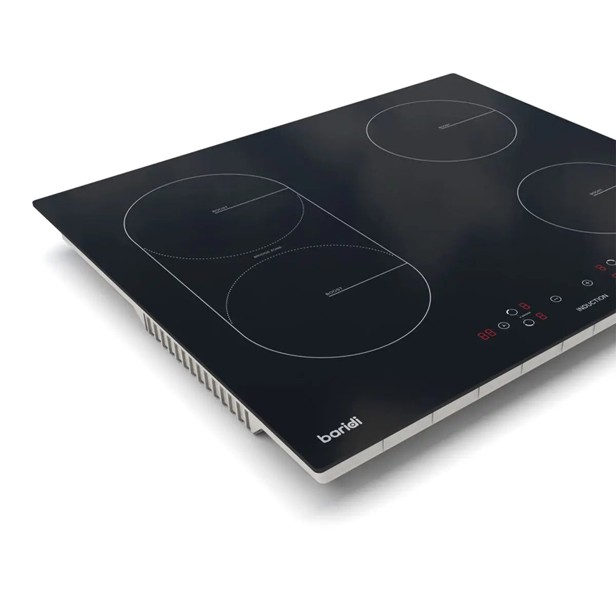 Baridi 60cm Built-In Induction Hob with Bridge Zone, 4 Cooking Zones, 2800W, Boost Function, 9 Power Levels, Touch Control & Timer  White Rose Tools