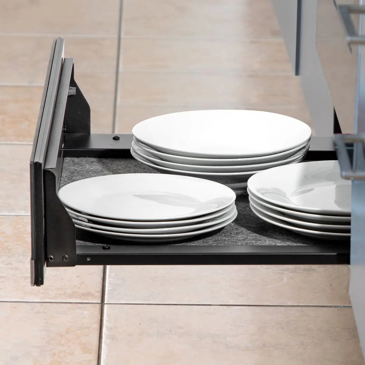 Baridi 60cm Built-In Warming Drawer, Push-to-Open, Anti-Slip Mat, Black/Stainless Steel  White Rose Tools