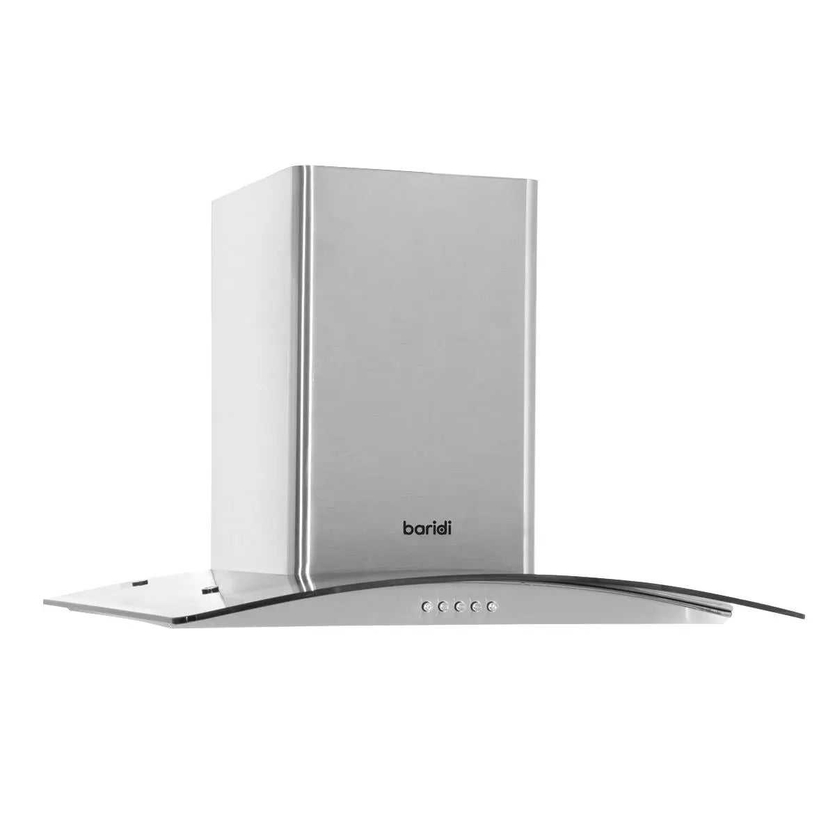 Baridi 60cm Curved Glass Cooker Hood with Carbon Filters, LED Lights, Stainless Steel  White Rose Tools