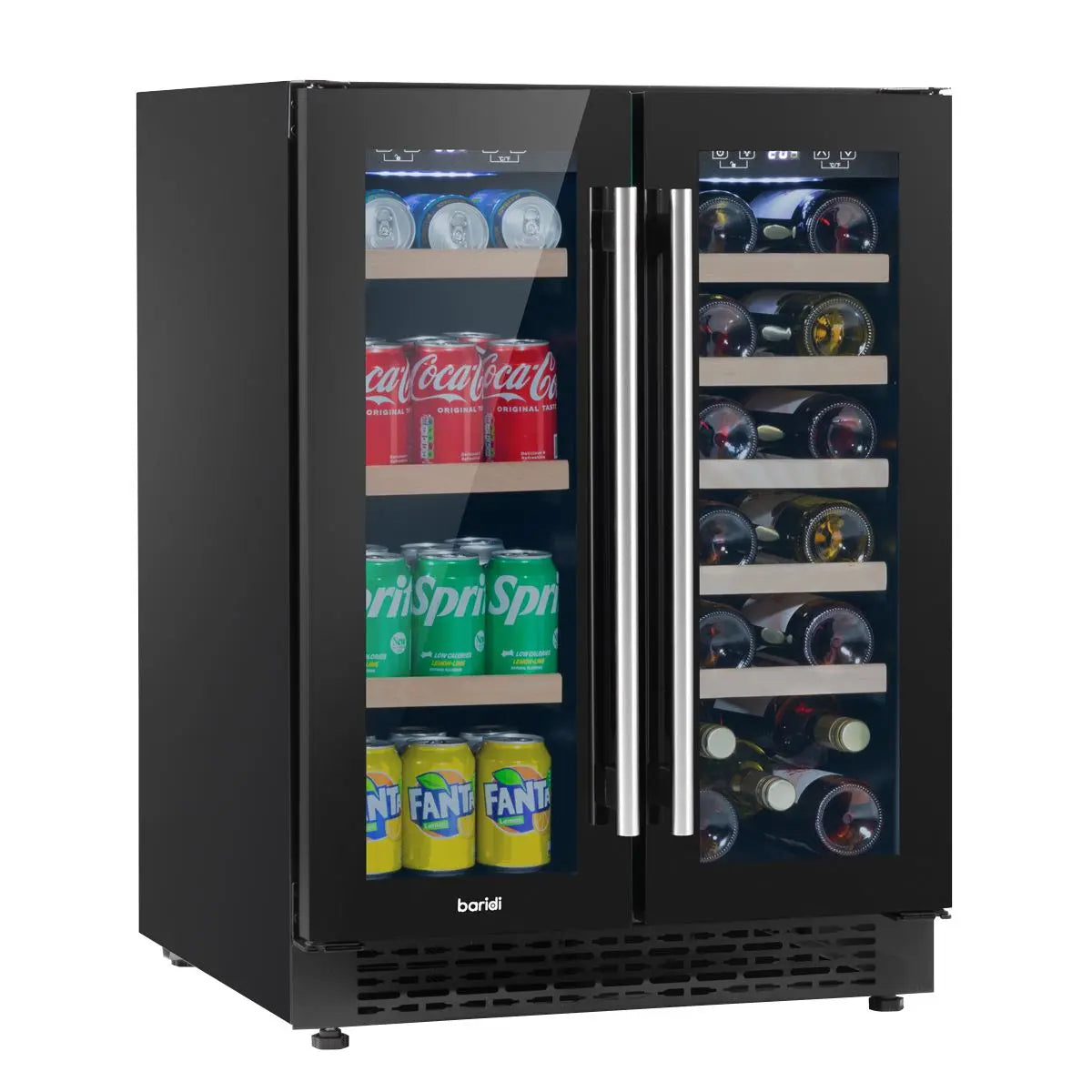 Baridi 60cm Dual Zone Wine Cooler and Drinks Fridge 40 Bottle/120 Can Built-In Under Counter/Freestanding Glass Fronted Bar Drinks Fridge Chiller  White Rose Tools