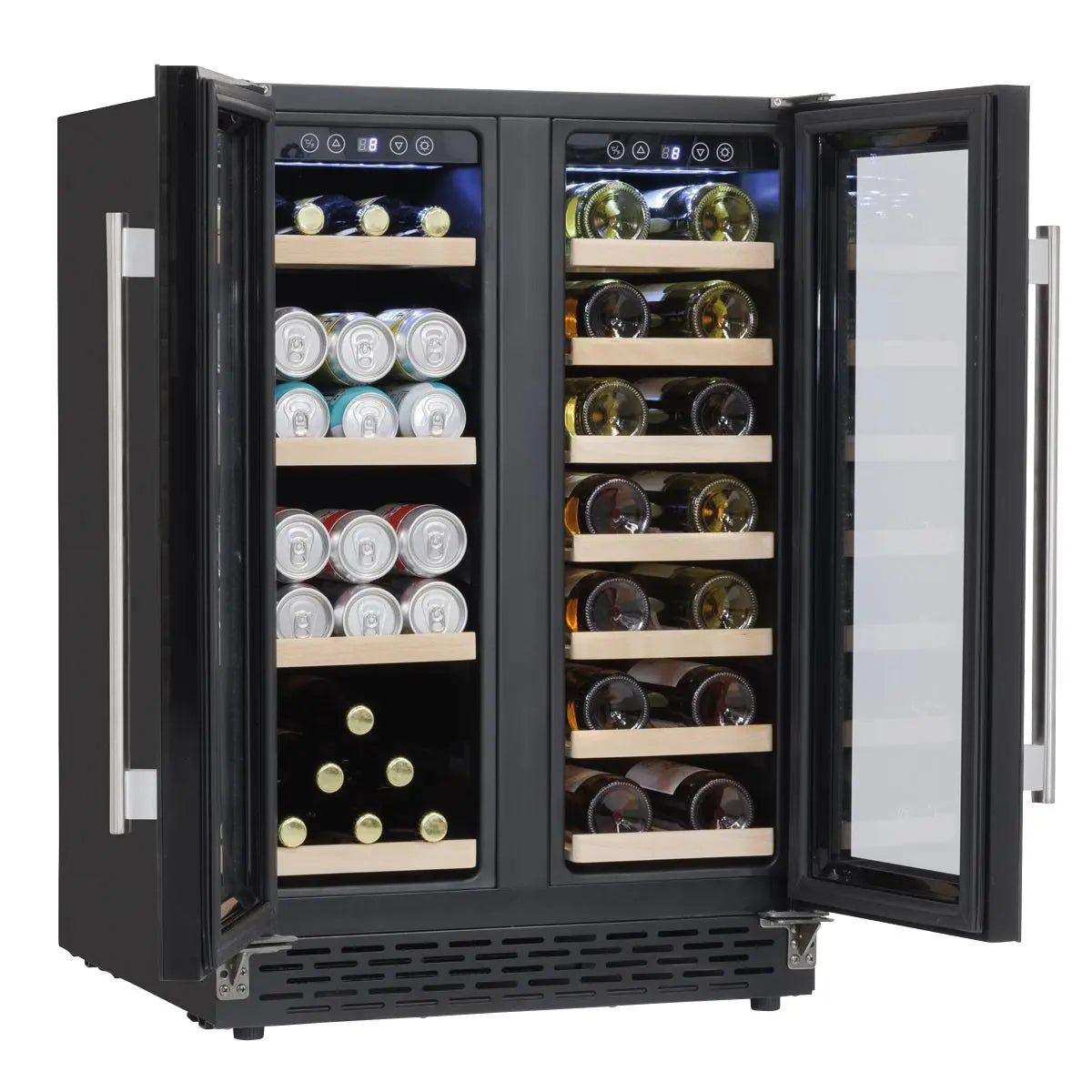 Baridi 60cm Dual Zone Wine Cooler and Drinks Fridge 40 Bottle/120 Can Built-In Under Counter/Freestanding Glass Fronted Bar Drinks Fridge Chiller  White Rose Tools