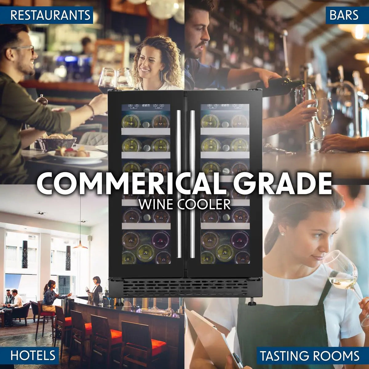 Baridi 60cm Dual Zone Wine Cooler and Drinks Fridge 40 Bottle/120 Can Built-In Under Counter/Freestanding Glass Fronted Bar Drinks Fridge Chiller  White Rose Tools