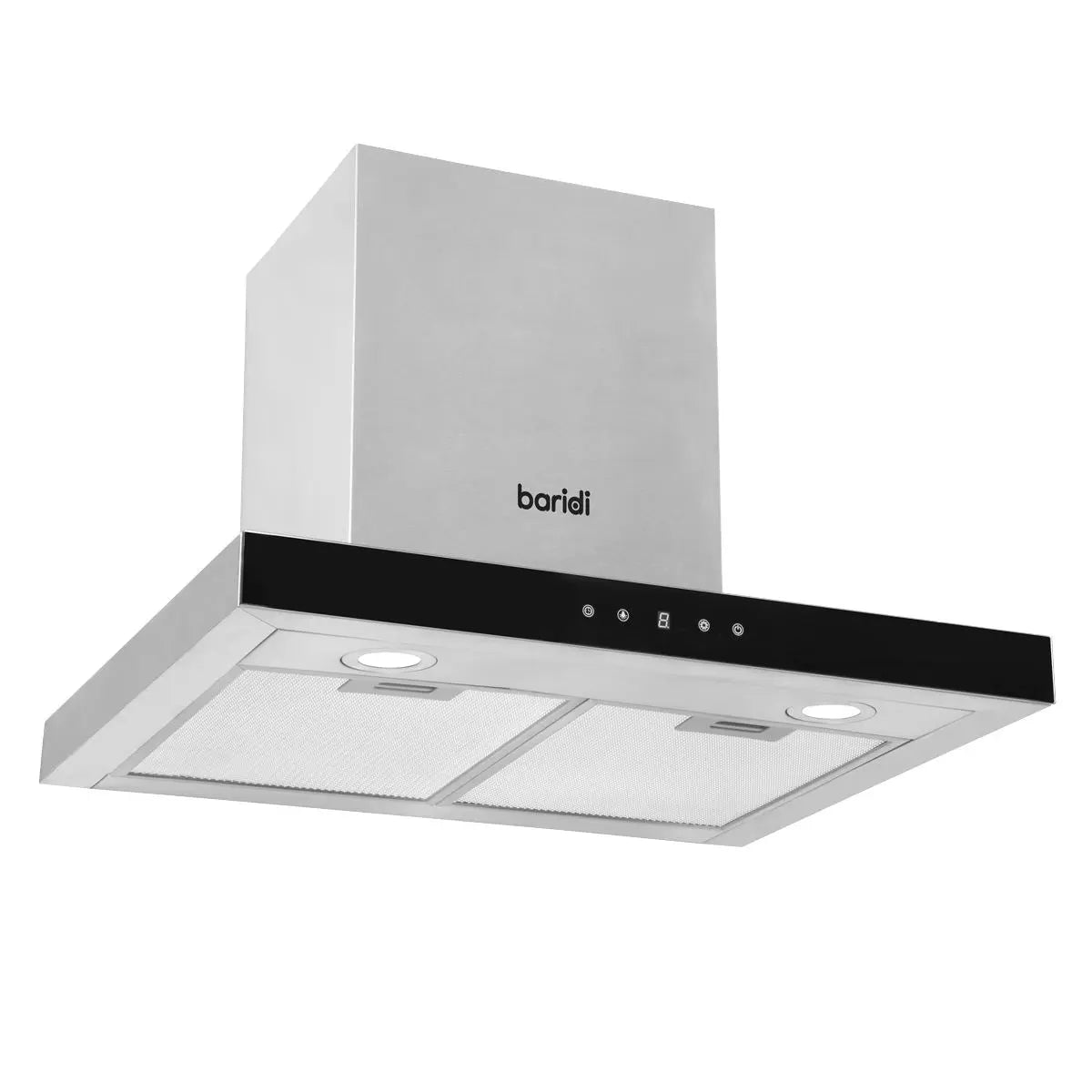 Baridi 60cm T-Shape Chimney Cooker Hood with Carbon Filters, Stainless Steel White Rose Tools