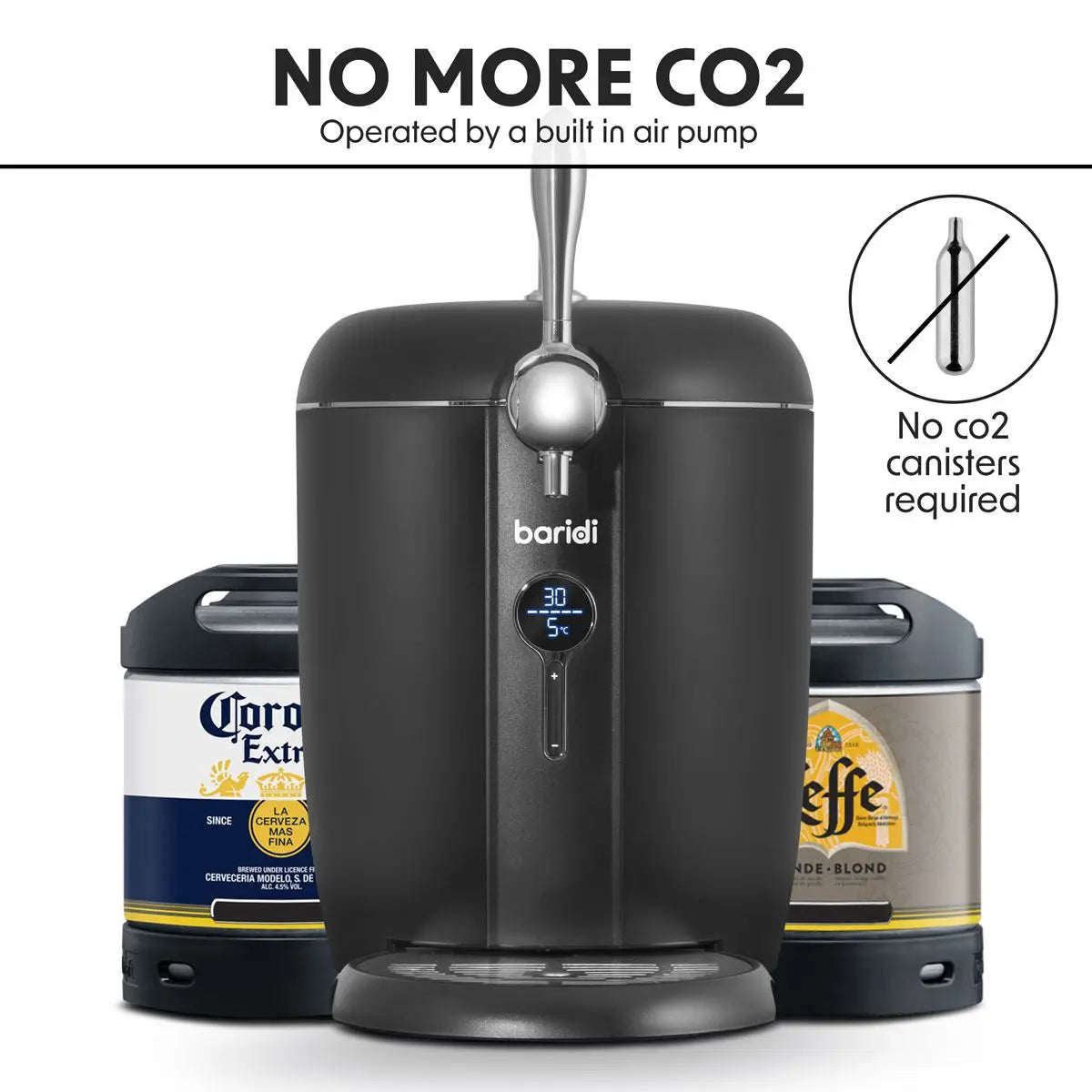 Baridi 6L Beer Keg Dispenser Tap with Electric Compressor and Integrated Cooling, No Gas Cartridges - DH115 White Rose Tools