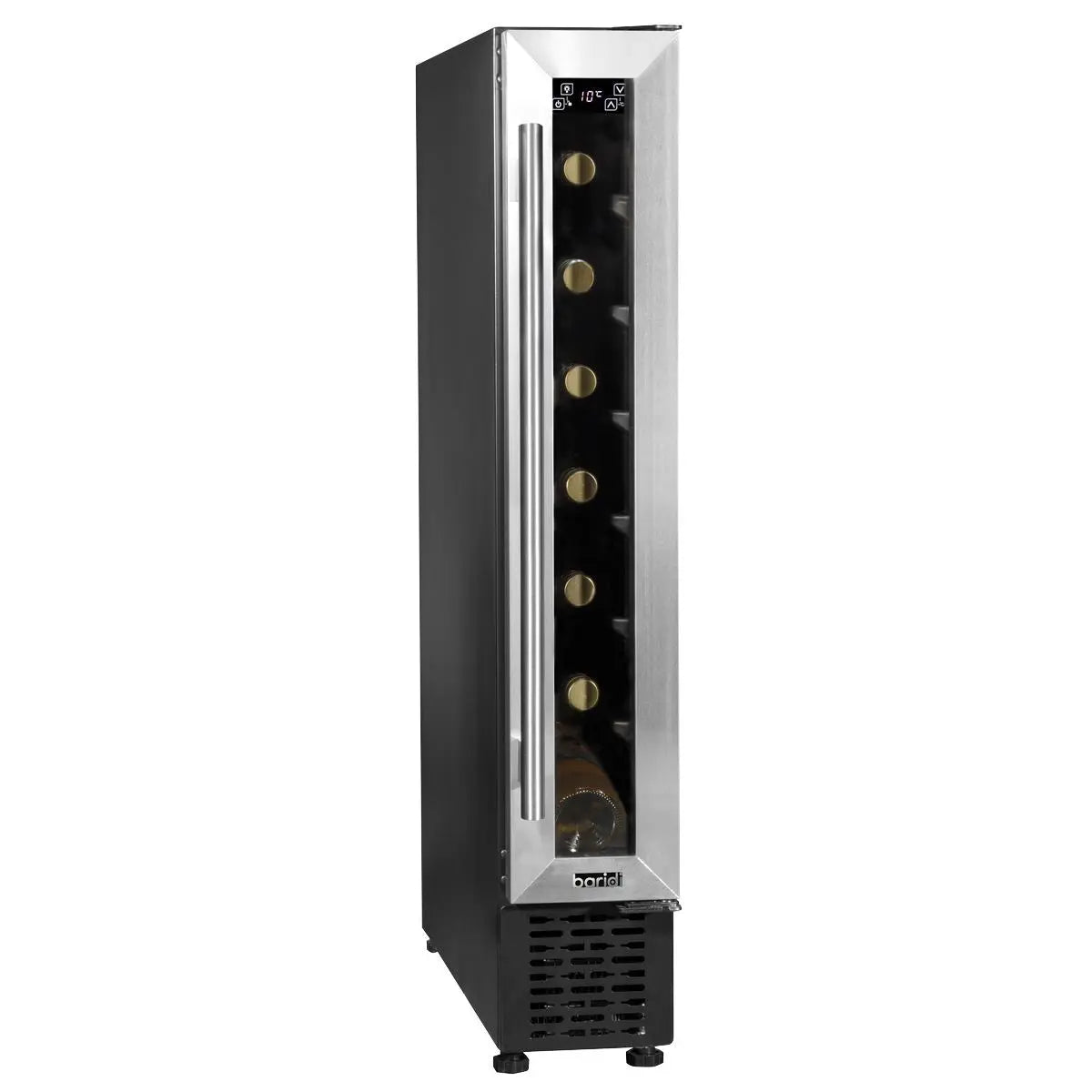 Baridi 7 Bottle 15cm Slim Wine Cooler with Digital Touchscreen Controls, Stainless Steel White Rose Tools