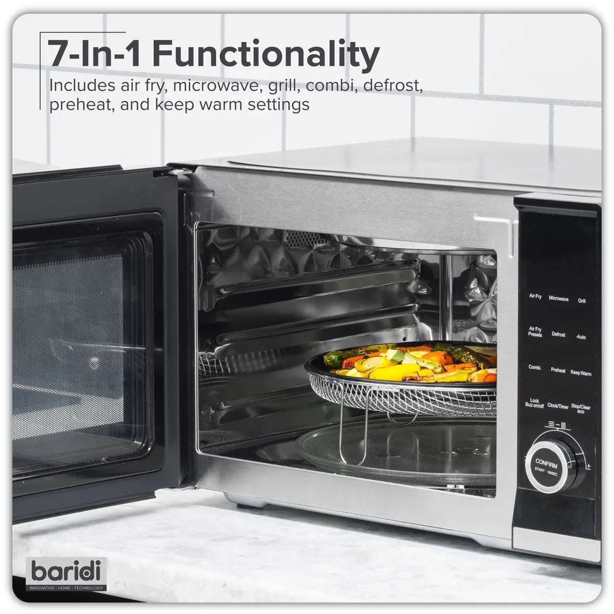 Baridi 7-in-1 Air Fryer Microwave & Grill, 28L Capacity - Black  White Rose Tools