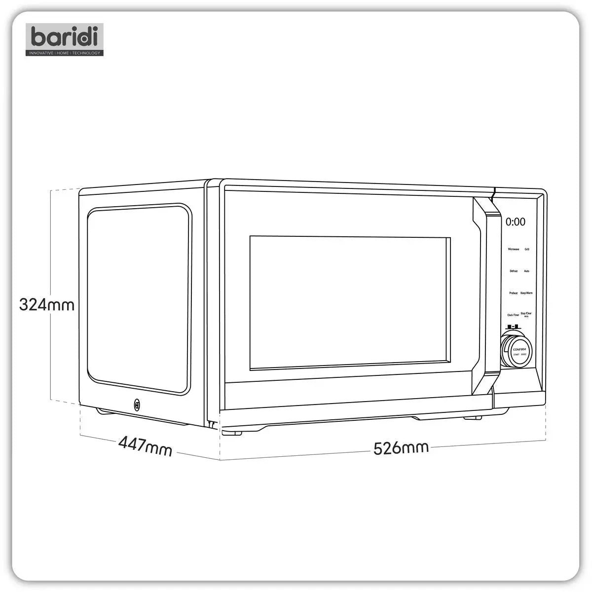 Baridi 7-in-1 Air Fryer Microwave & Grill, 28L Capacity - Black  White Rose Tools