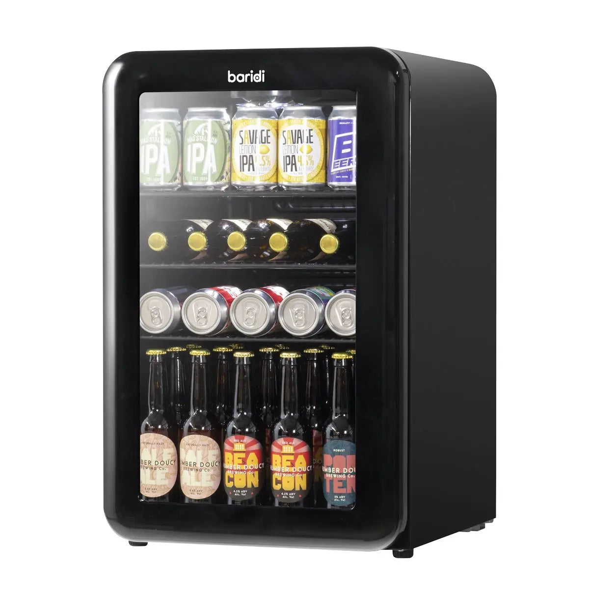 Baridi 70L Under Counter Drinks/Beer & Wine Cooler Fridge, Retro Style, Black  White Rose Tools