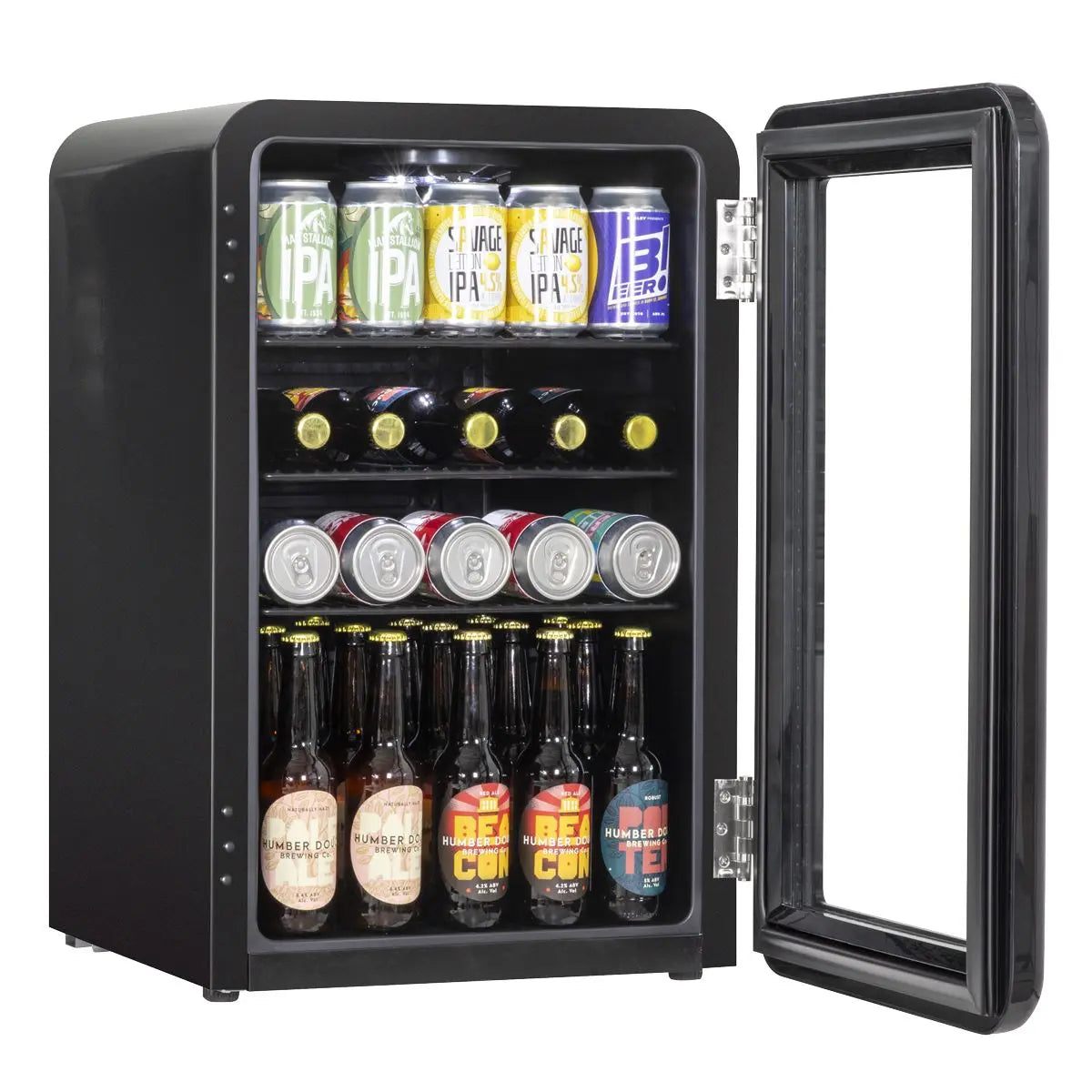 Baridi 70L Under Counter Drinks/Beer & Wine Cooler Fridge, Retro Style, Black  White Rose Tools