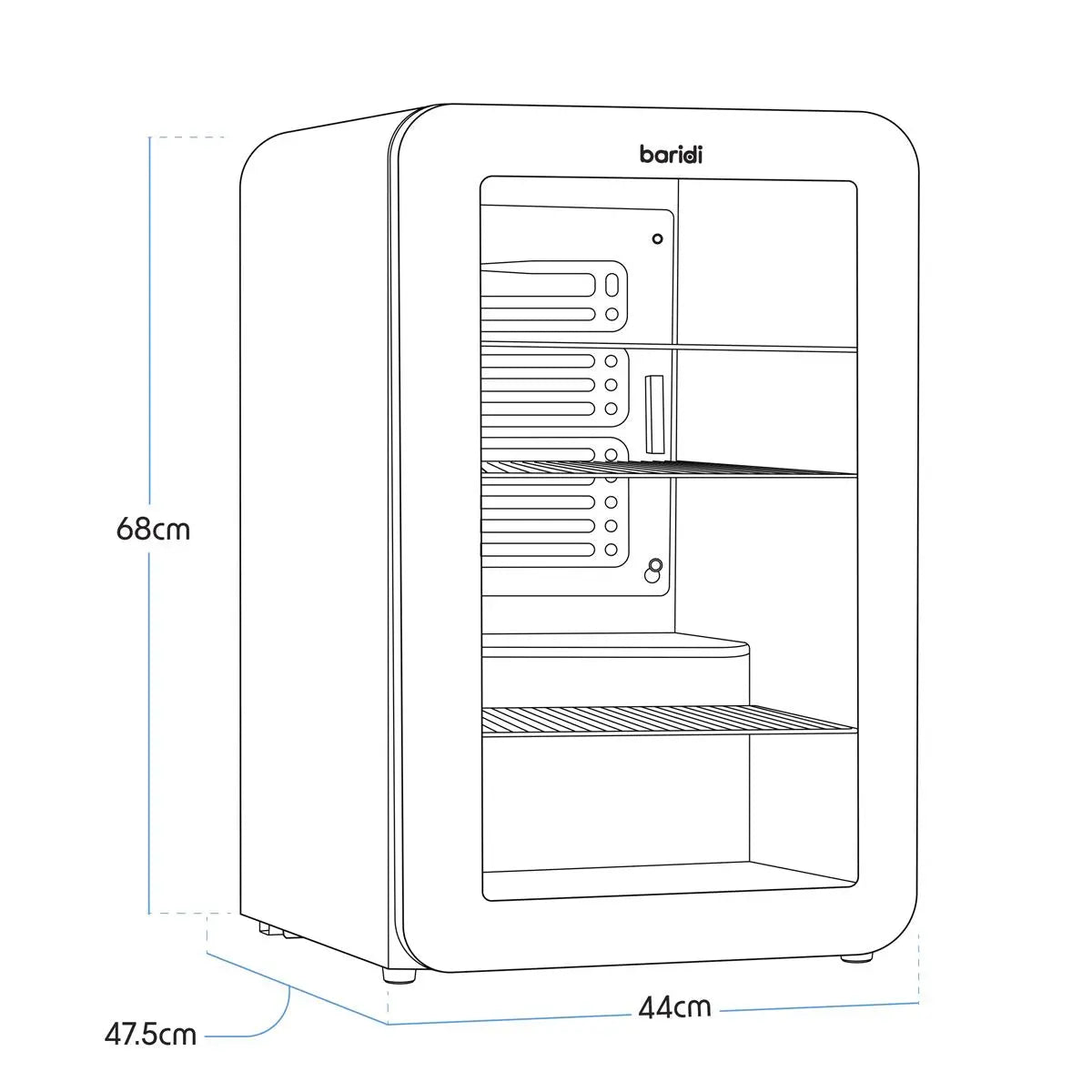 Baridi 70L Under Counter Drinks/Beer & Wine Cooler Fridge, Retro Style, Black  White Rose Tools