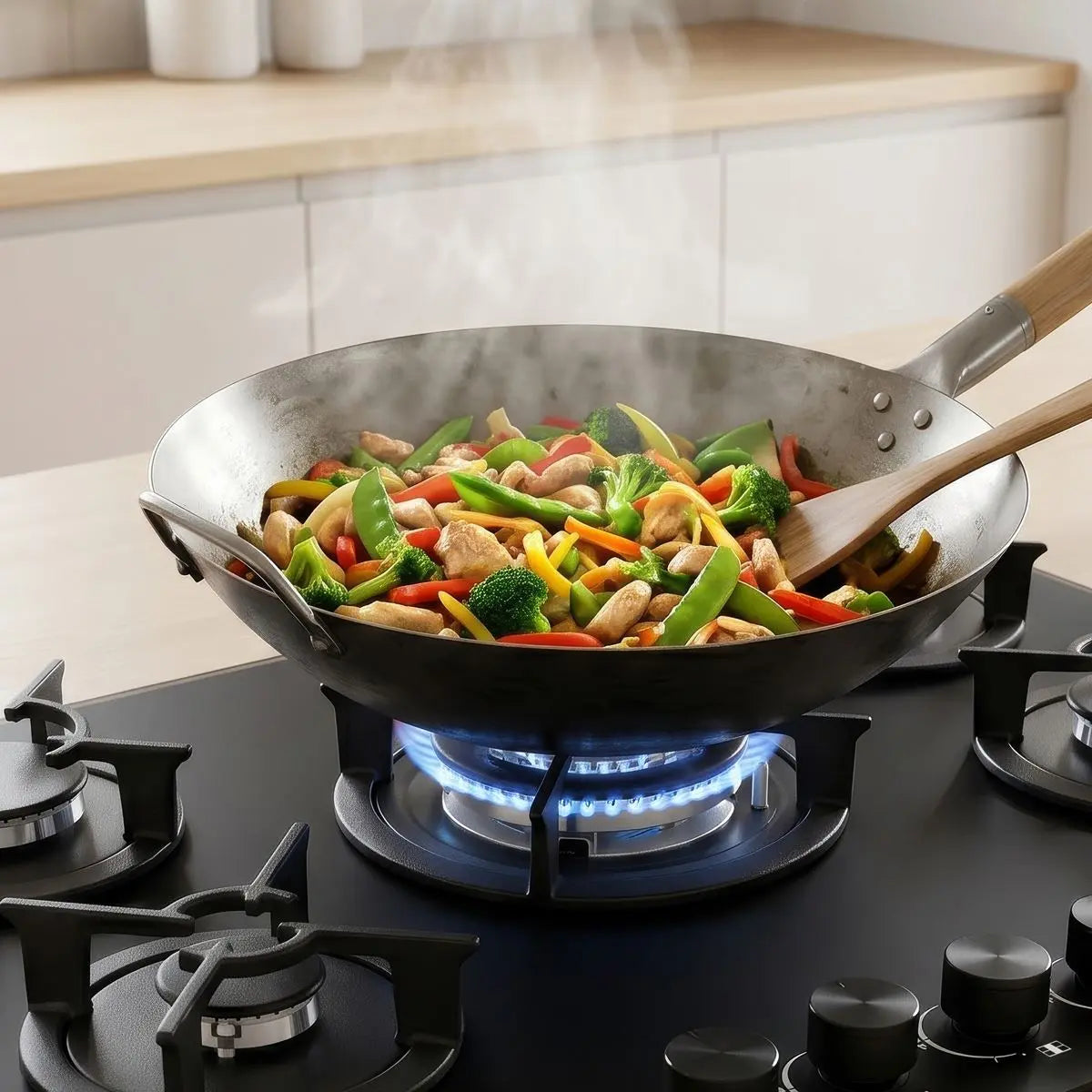 Baridi 70cm Gas Hob Matt Black Glass with 5 Burners, Cast Iron Supports & Auto Ignition 10.4kW White Rose Tools