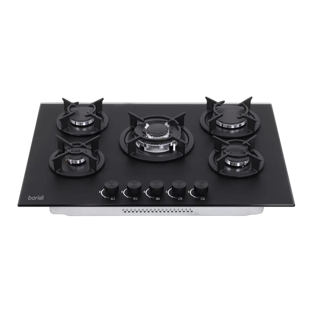 Baridi 70cm Gas Hob Matt Black Glass with 5 Burners, Cast Iron Supports & Auto Ignition 10.4kW White Rose Tools