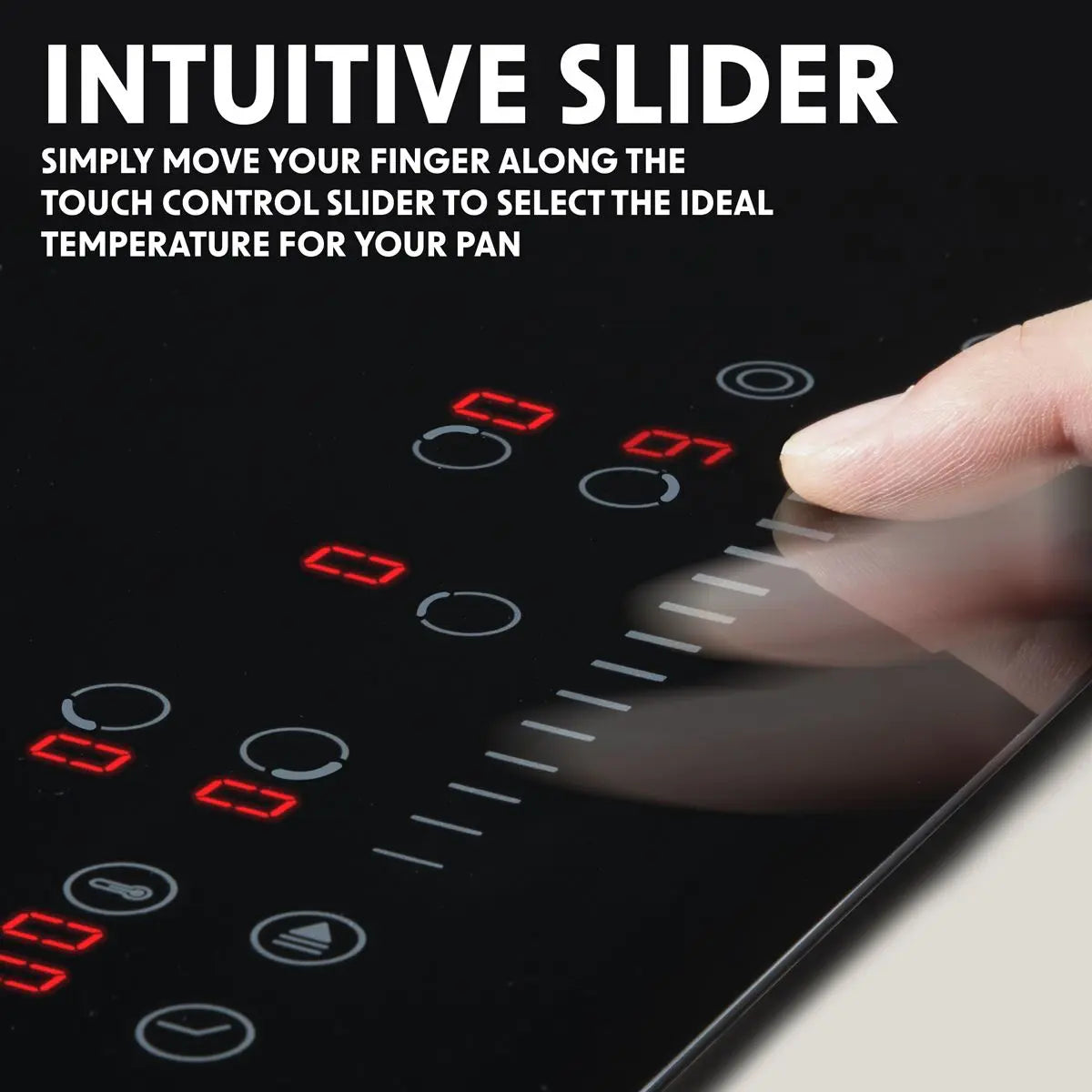 Baridi 77cm Built-In Ceramic Hob with 5 Cooking Zones, Black Glass, 8200W with Slider Touch Controls, Timer  White Rose Tools