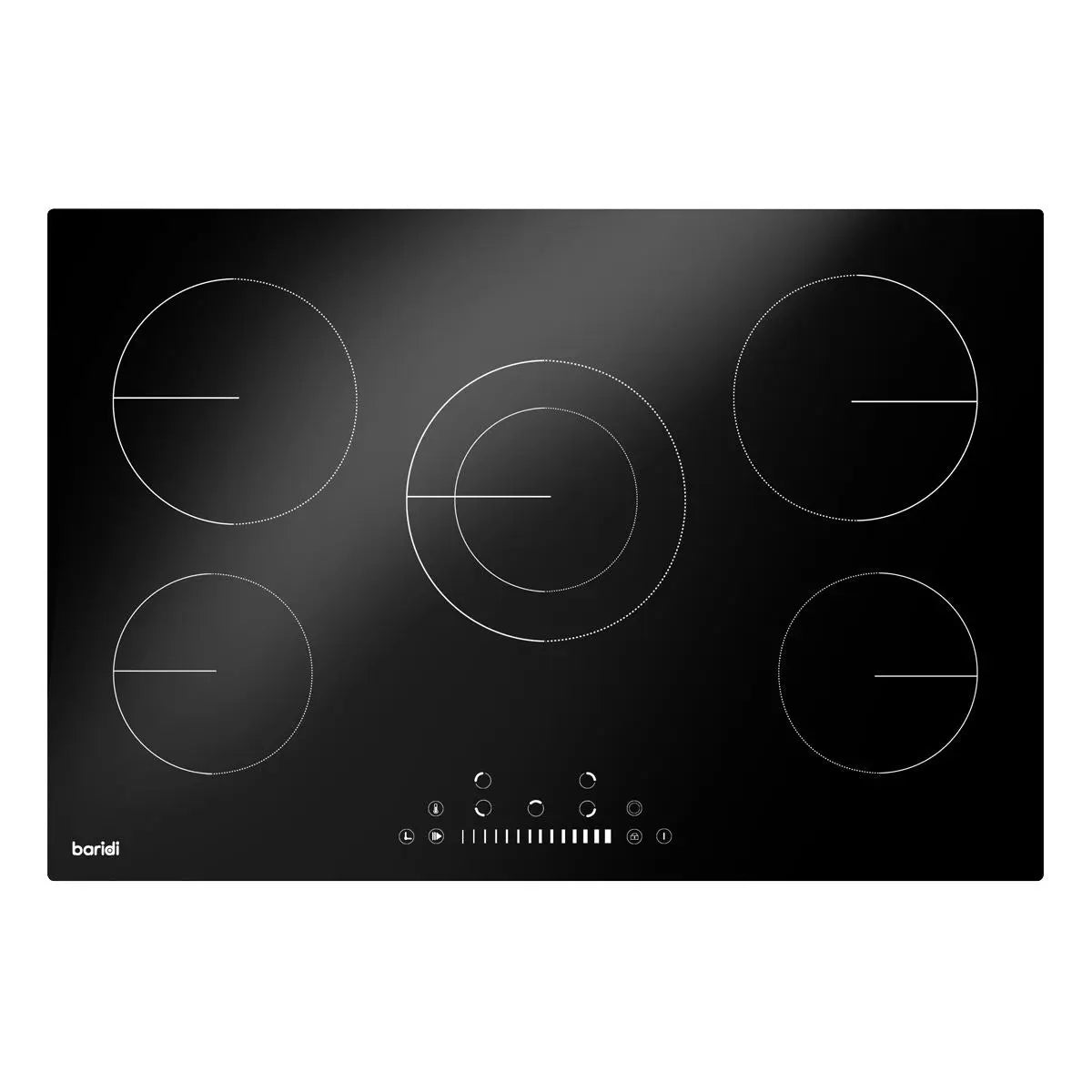 Baridi 77cm Built-In Ceramic Hob with 5 Cooking Zones, Black Glass, 8200W with Slider Touch Controls, Timer  White Rose Tools