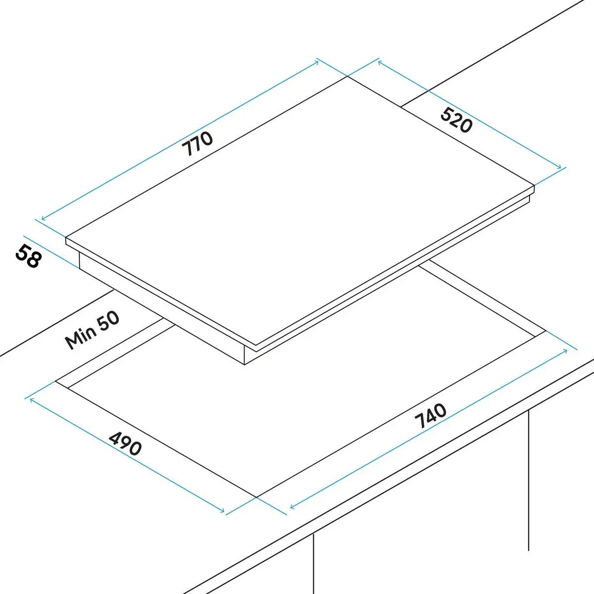 Baridi 77cm Built-In Induction Hob with 4 Cooking Zones, 7200W, Boost Function, 9 Power Levels, Touch Control & Timer, Hardwired  White Rose Tools