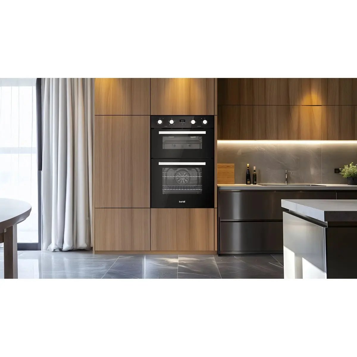 Baridi 90cm Built-In Double Oven, 88L Capacity, Energy Rating A - Black White Rose Tools