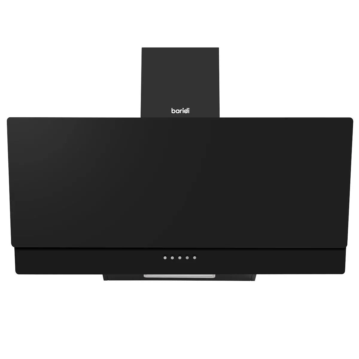 Baridi Angled Chimney Cooker Hood with Carbon Filters & LED Lamp 90cm, Energy Class A - Black Glass  White Rose Tools