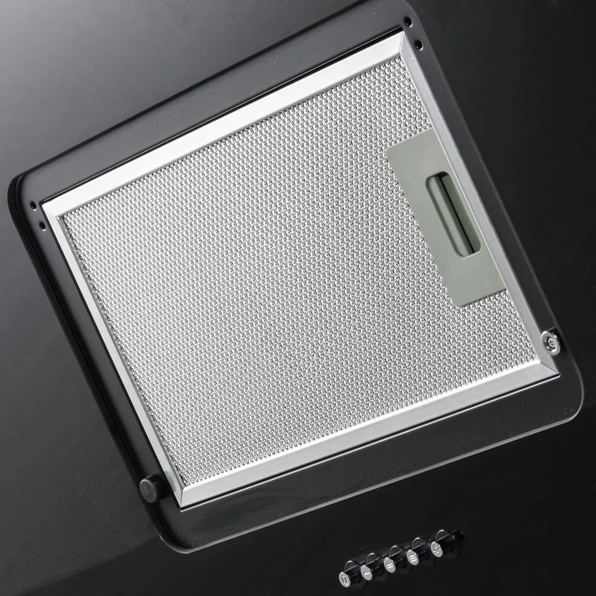 Baridi Angled Chimney Cooker Hood with Carbon Filters & LED Lamp 90cm, Energy Class A - Black Glass  White Rose Tools