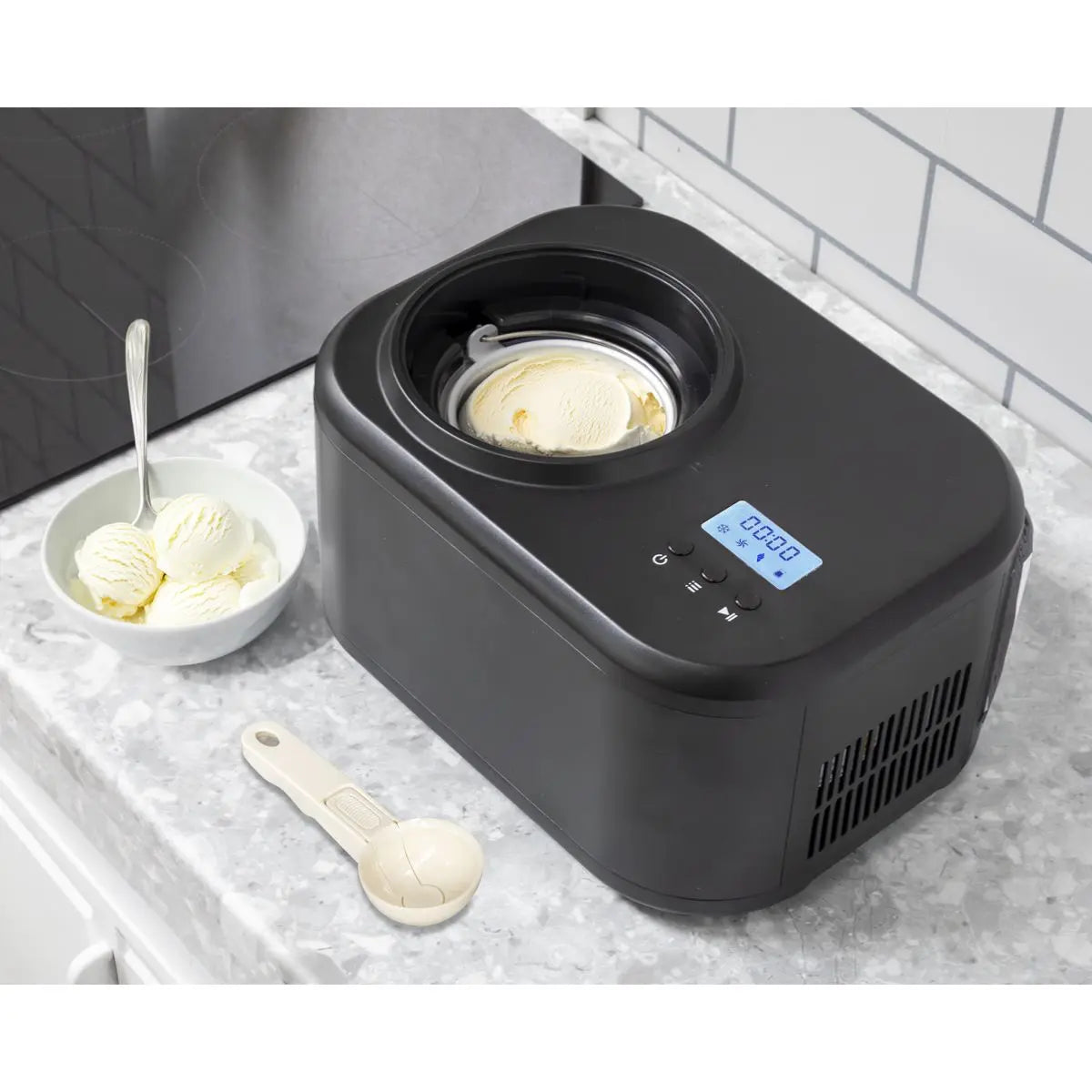 Baridi Automatic Churning Ice Cream Machine 1L - Black  White Rose Tools