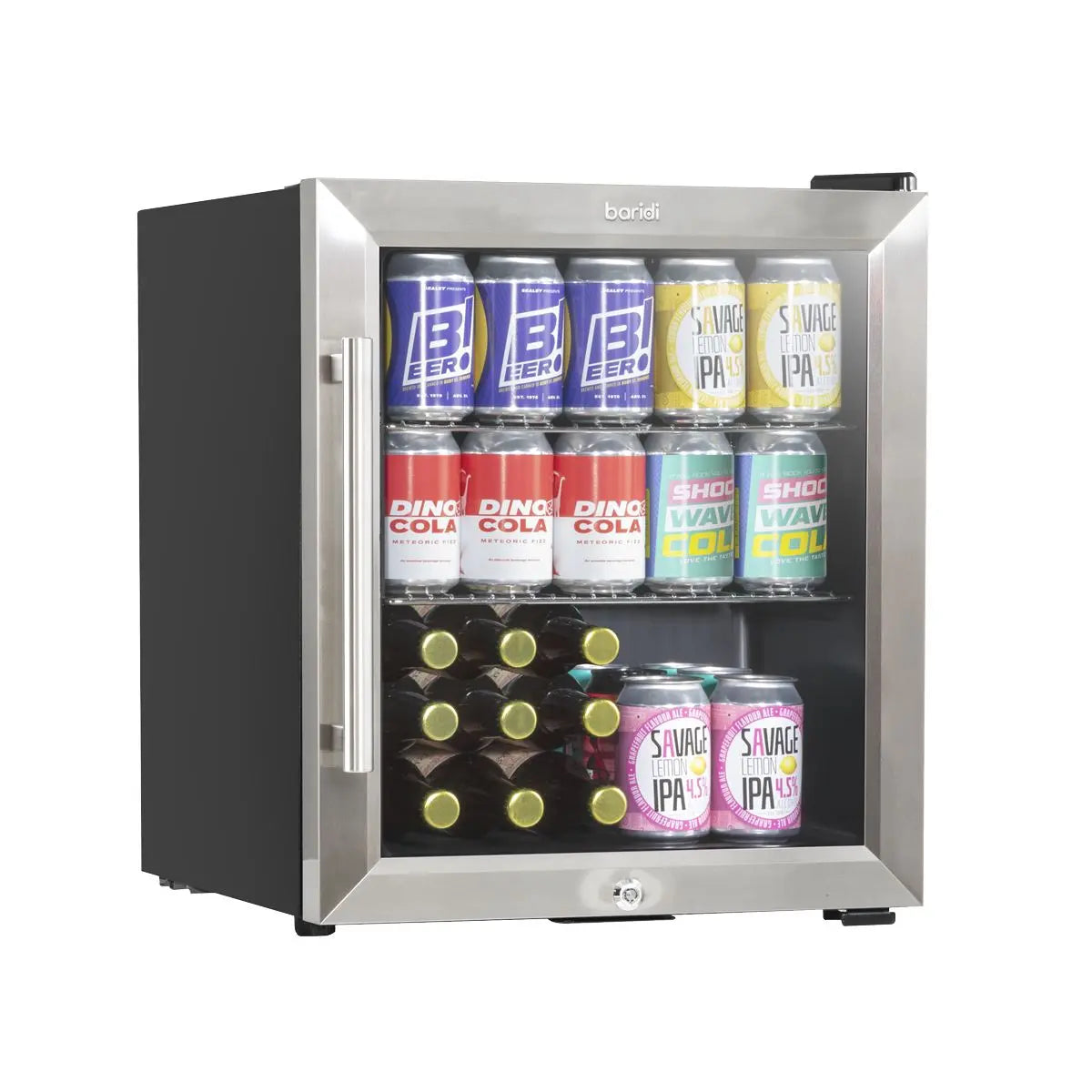 Baridi Baridi 50L Tabletop Drinks Fridge, Mini Beer Cooler, Glass Door, Stainless Steel White Rose Tools
