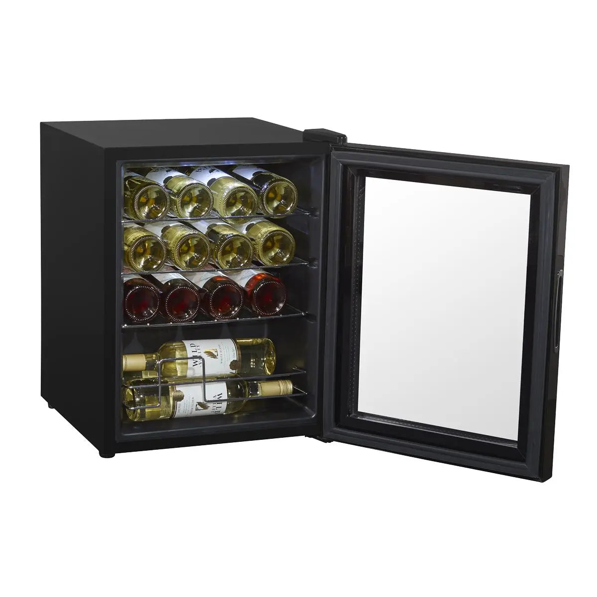 Baridi Black 16 Bottle Wine Fridge Cooler, 5-18°C Touch Controls & LED 430x560mm White Rose Tools