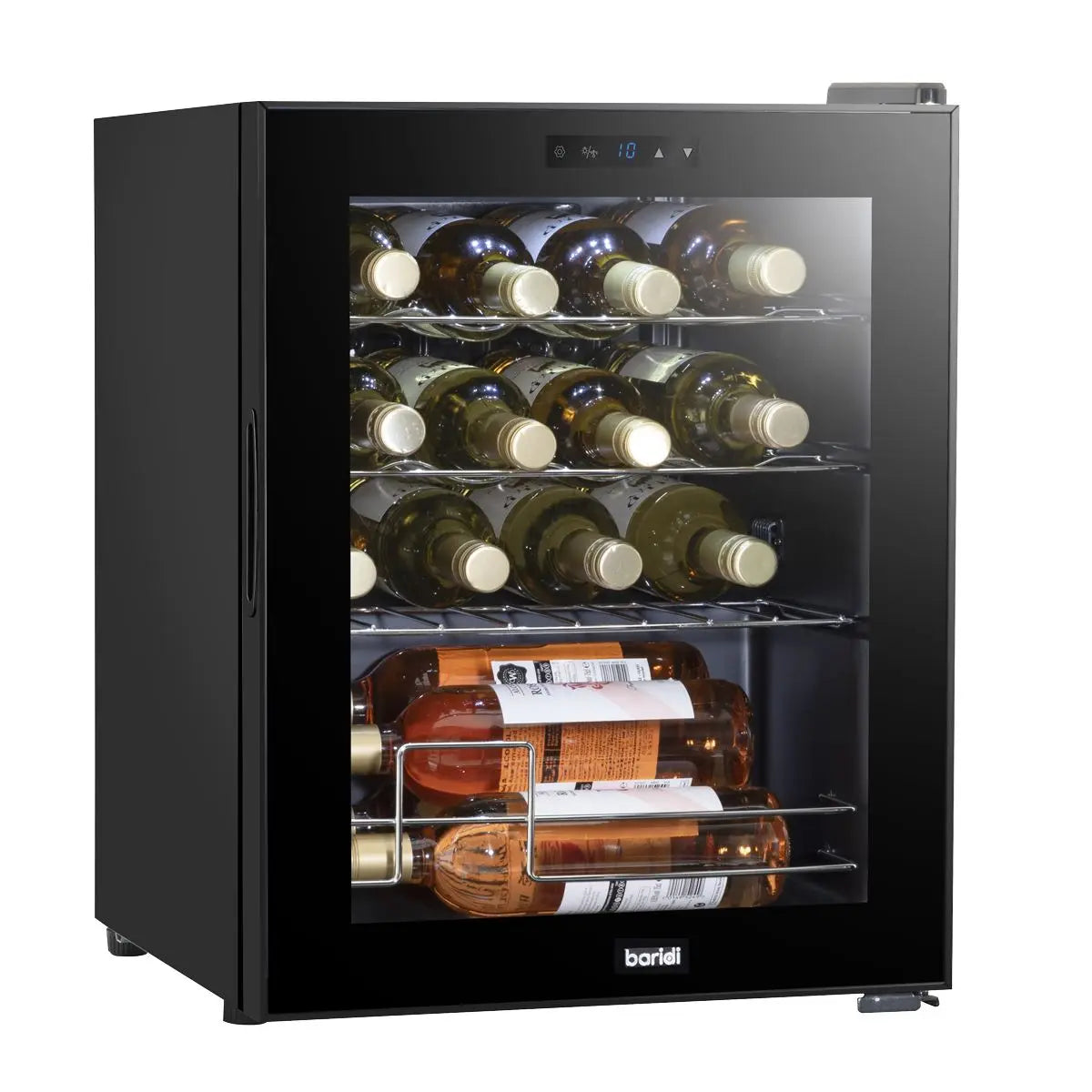 Baridi Black 16 Bottle Wine Fridge Cooler, 5-18°C Touch Controls & LED 430x560mm White Rose Tools