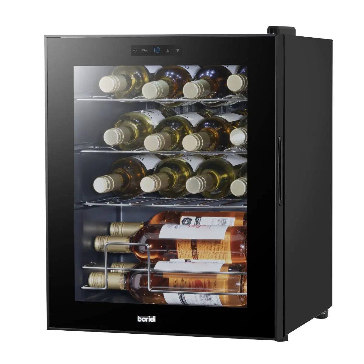 Baridi Black 16 Bottle Wine Fridge Cooler, 5-18°C Touch Controls & LED 430x560mm White Rose Tools