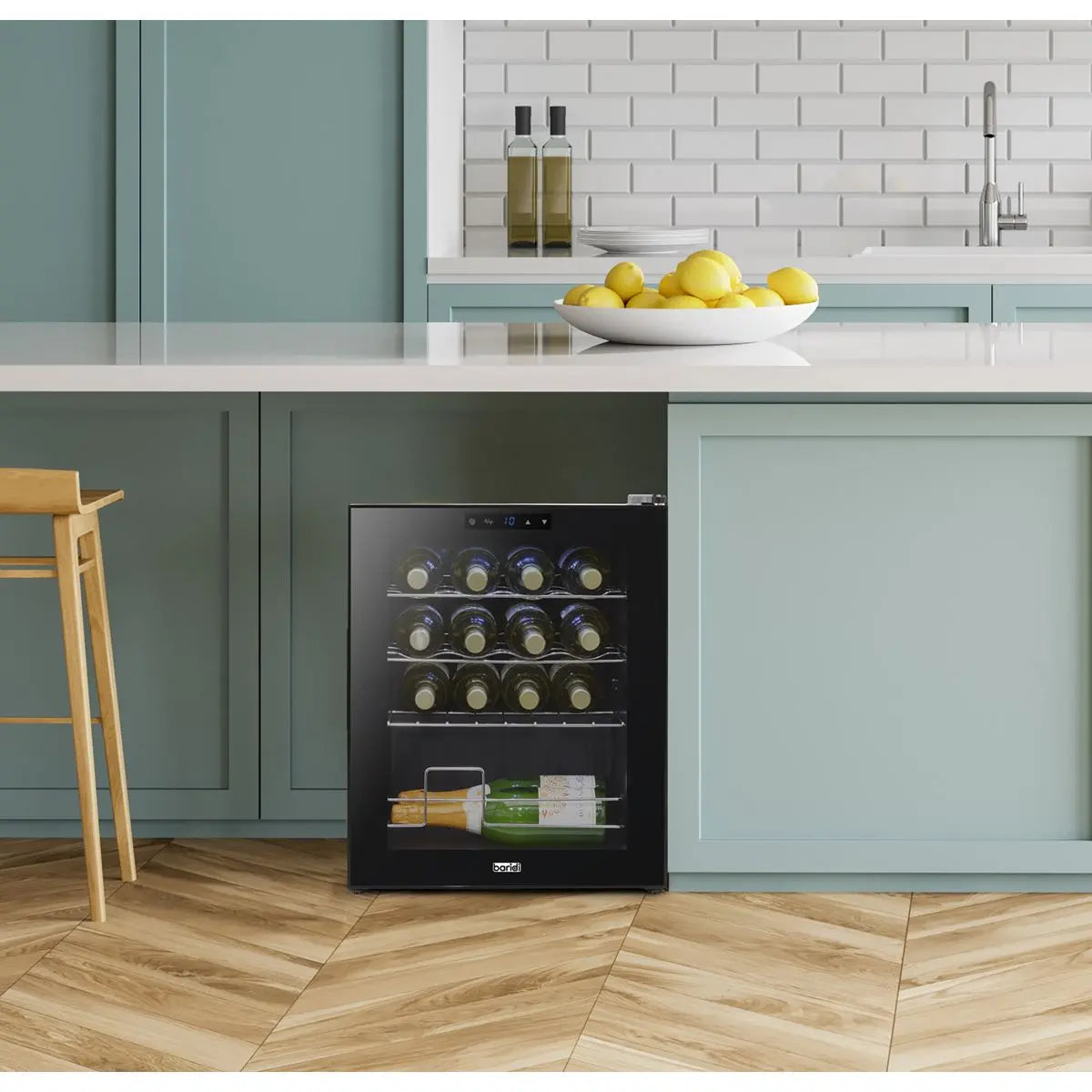 Baridi Black 16 Bottle Wine Fridge Cooler, 5-18°C Touch Controls & LED 430x560mm White Rose Tools