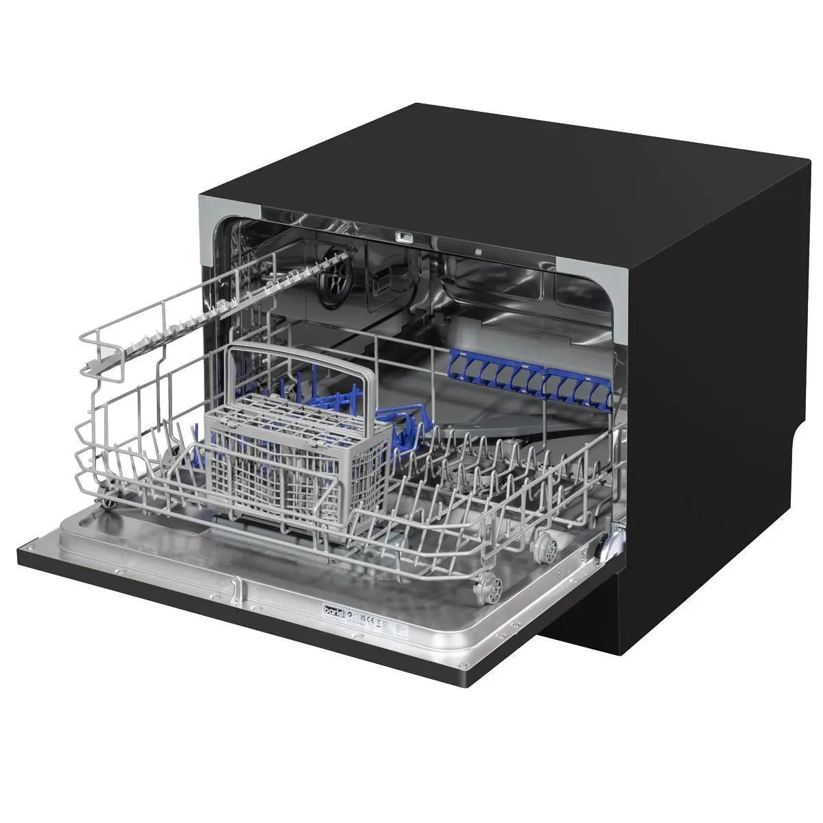 Baridi Compact Tabletop Dishwasher 6 Place Settings, 6 Programmes, Low Noise, 6.5L Cycle, Start Delay - Black White Rose Tools