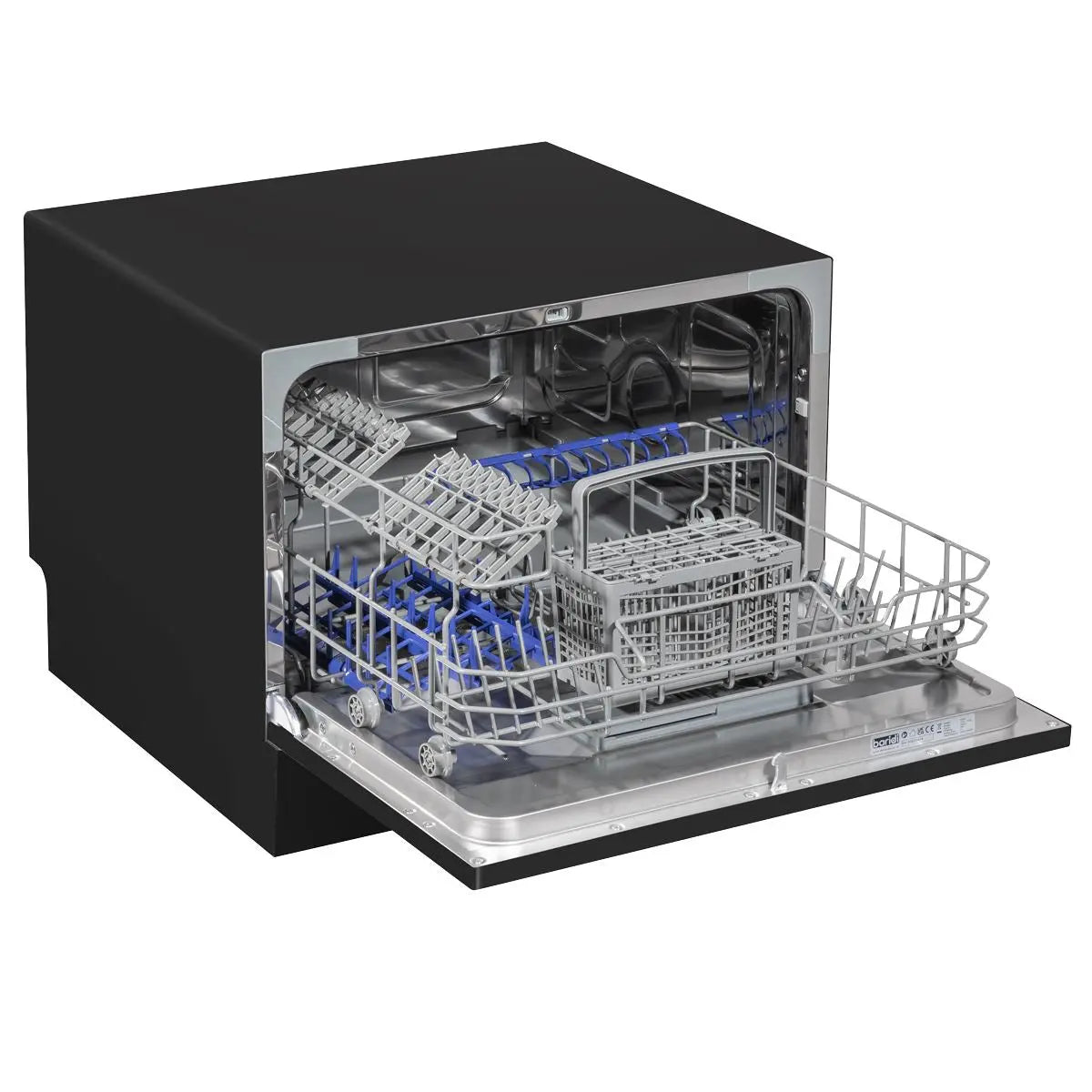Baridi Compact Tabletop Dishwasher 6 Place Settings, 6 Programmes, Low Noise, 6.5L Cycle, Start Delay - Black White Rose Tools