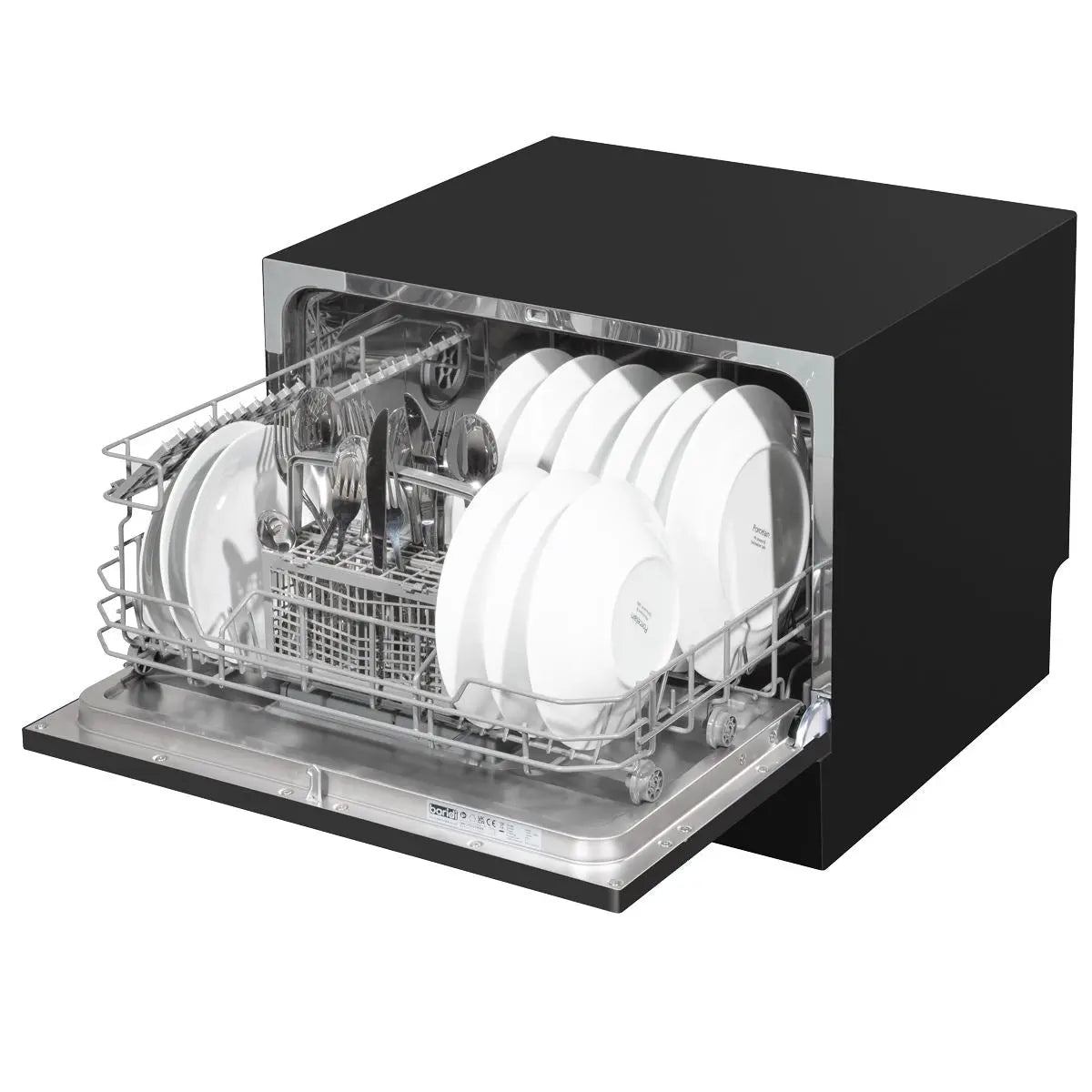 Baridi Compact Tabletop Dishwasher 6 Place Settings, 6 Programmes, Low Noise, 6.5L Cycle, Start Delay - Black White Rose Tools