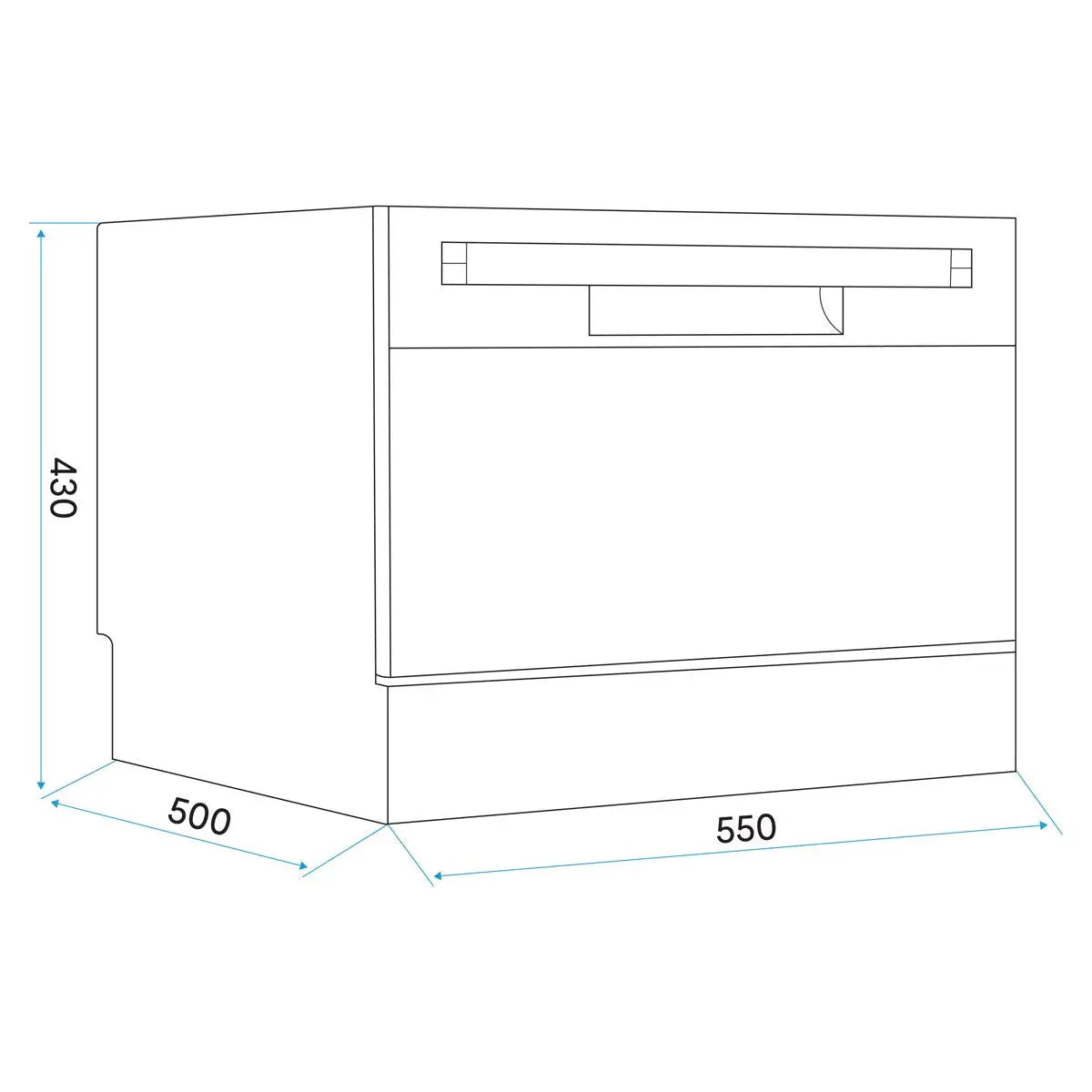 Baridi Compact Tabletop Dishwasher 6 Place Settings, 6 Programmes, Low Noise, 6.5L Cycle, Start Delay - Black White Rose Tools