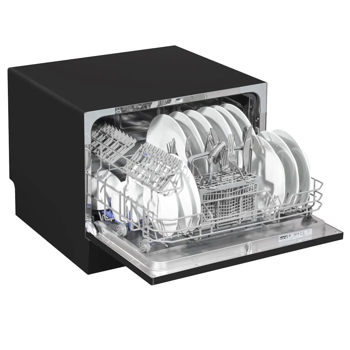 Baridi Compact Tabletop Dishwasher 6 Place Settings, 6 Programmes, Low Noise, 6.5L Cycle, Start Delay - Black White Rose Tools