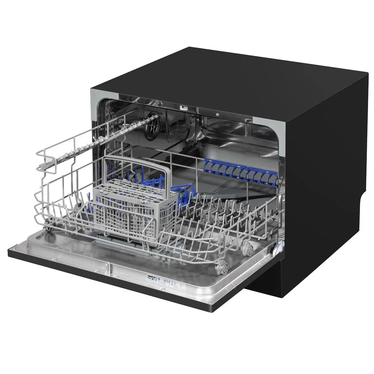 Baridi Compact Tabletop Dishwasher 6 Place Settings, 6 Programmes, Low Noise, 6.5L Cycle, Start Delay - Black White Rose Tools