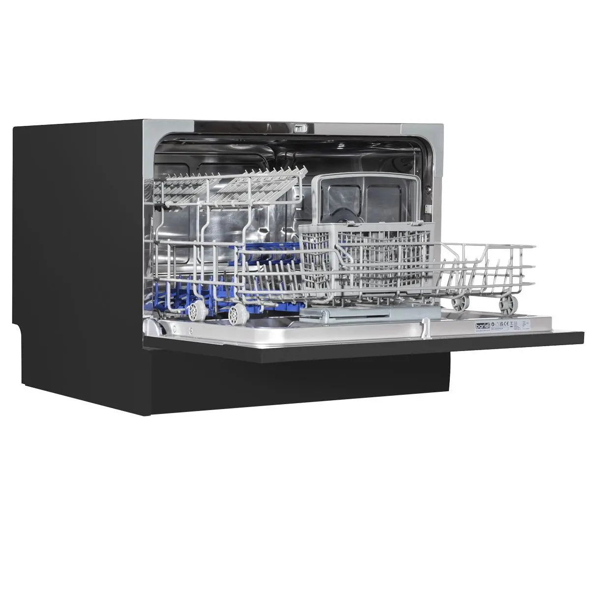 Baridi Compact Tabletop Dishwasher 6 Place Settings, 6 Programmes, Low Noise, 6.5L Cycle, Start Delay - Black White Rose Tools