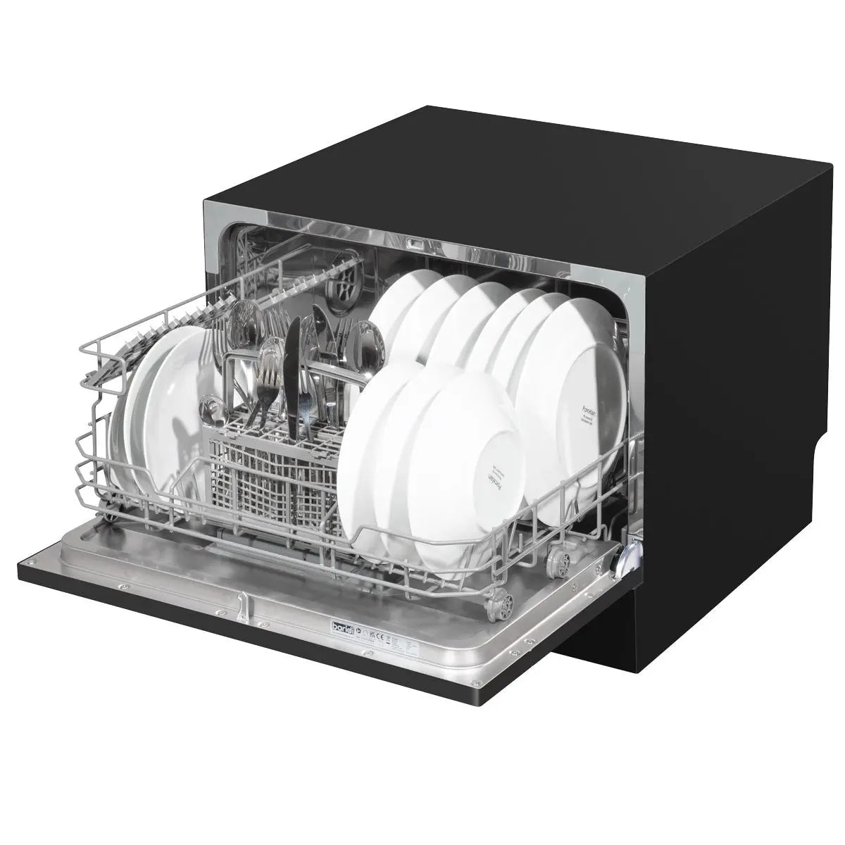 Baridi Compact Tabletop Dishwasher 6 Place Settings, 6 Programmes, Low Noise, 6.5L Cycle, Start Delay - Black White Rose Tools