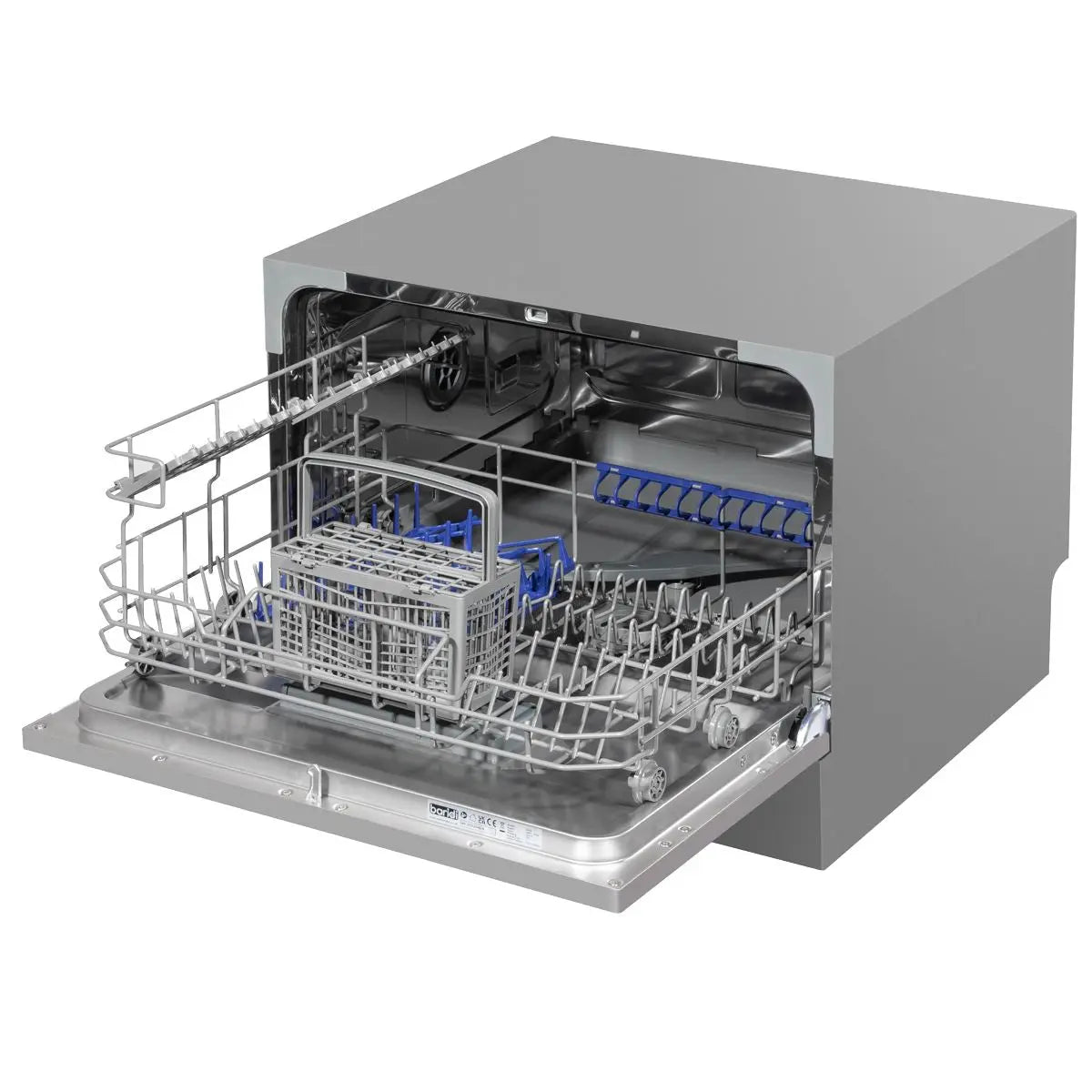 Baridi Compact Tabletop Dishwasher 6 Place Settings, 6 Programmes, Low Noise, 6.5L Cycle, Start Delay - Silver White Rose Tools