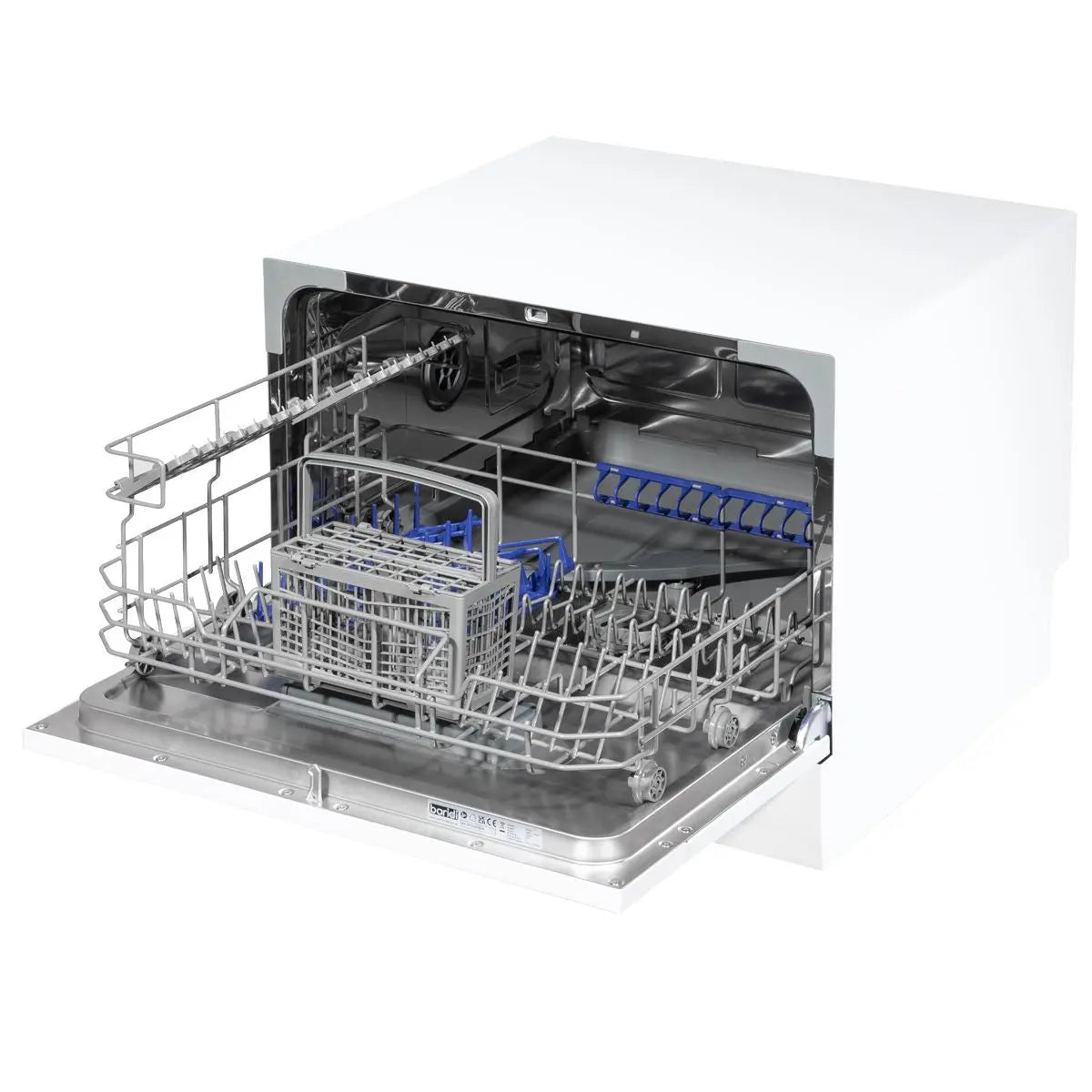 Baridi Compact Tabletop Dishwasher 6 Place Settings, 6 Programmes, Low Noise, 6.5L Cycle, Start Delay - White White Rose Tools