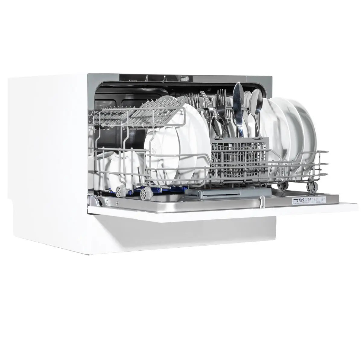 Baridi Compact Tabletop Dishwasher 6 Place Settings, 6 Programmes, Low Noise, 6.5L Cycle, Start Delay - White White Rose Tools