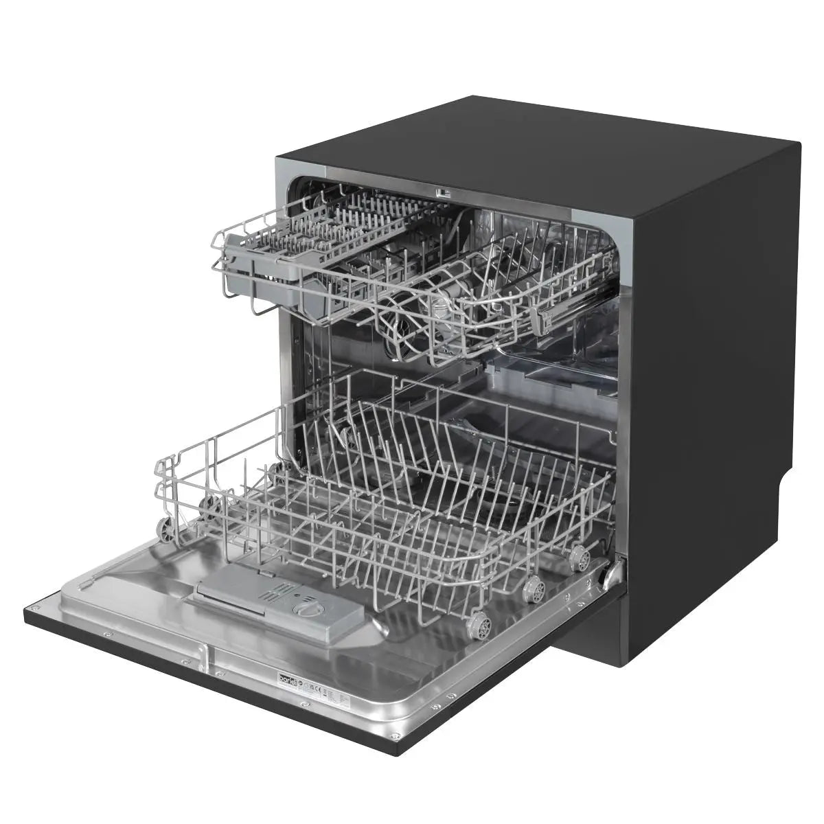 Baridi Compact Tabletop Dishwasher 8 Place Settings, 6 Programmes, Low Noise, 8L Cycle, Start Delay - Black  White Rose Tools