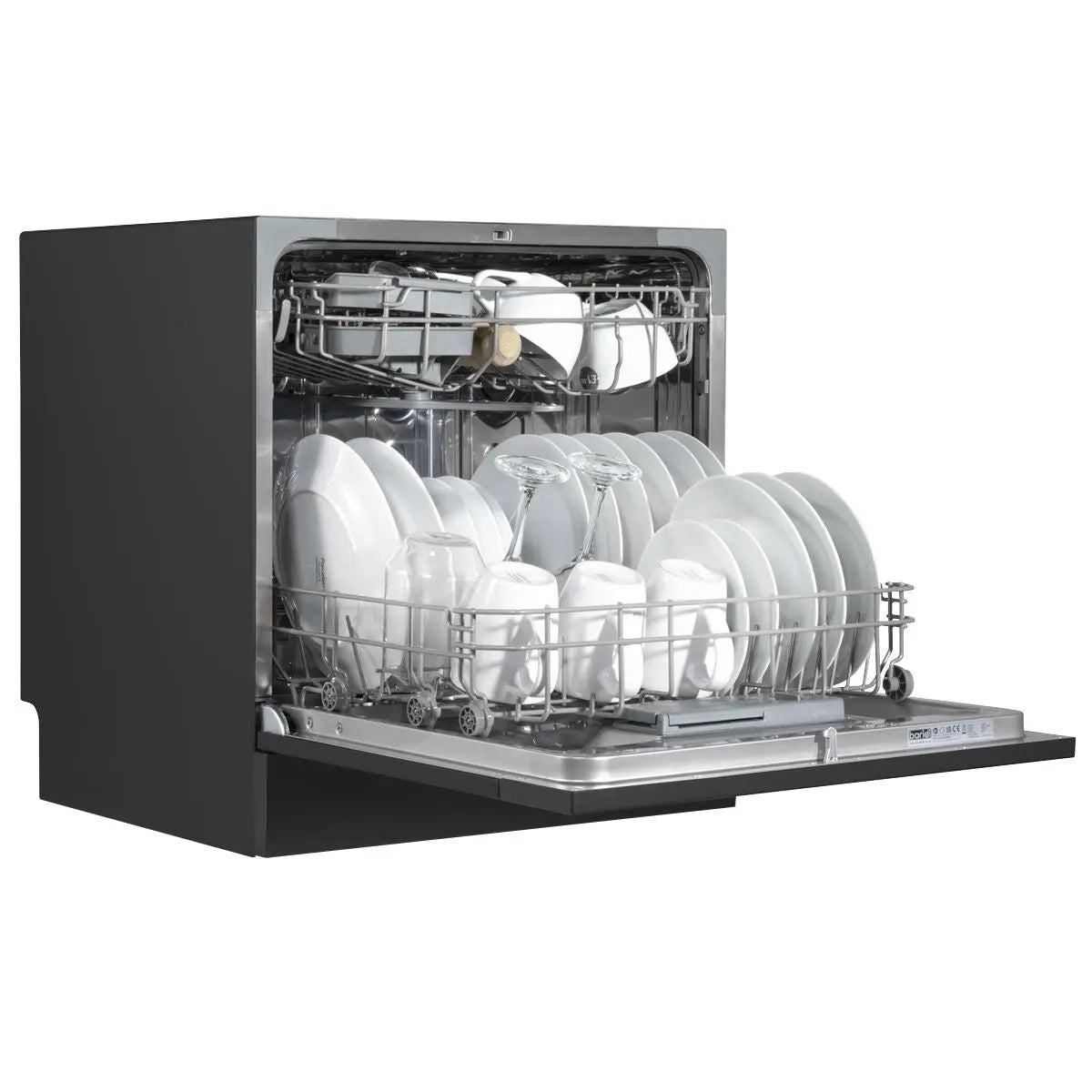 Baridi Compact Tabletop Dishwasher 8 Place Settings, 6 Programmes, Low Noise, 8L Cycle, Start Delay - Black  White Rose Tools