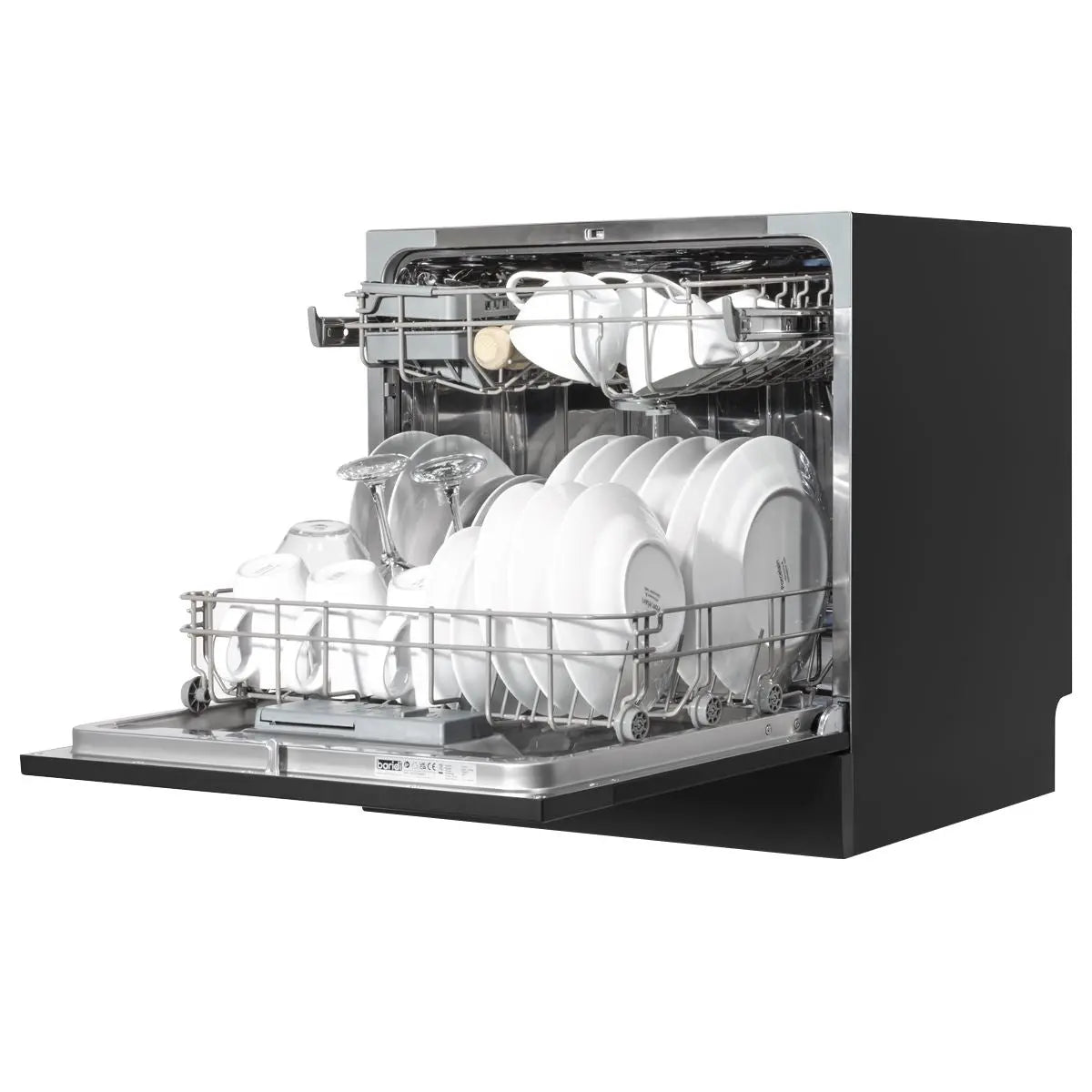 Baridi Compact Tabletop Dishwasher 8 Place Settings, 6 Programmes, Low Noise, 8L Cycle, Start Delay - Black  White Rose Tools