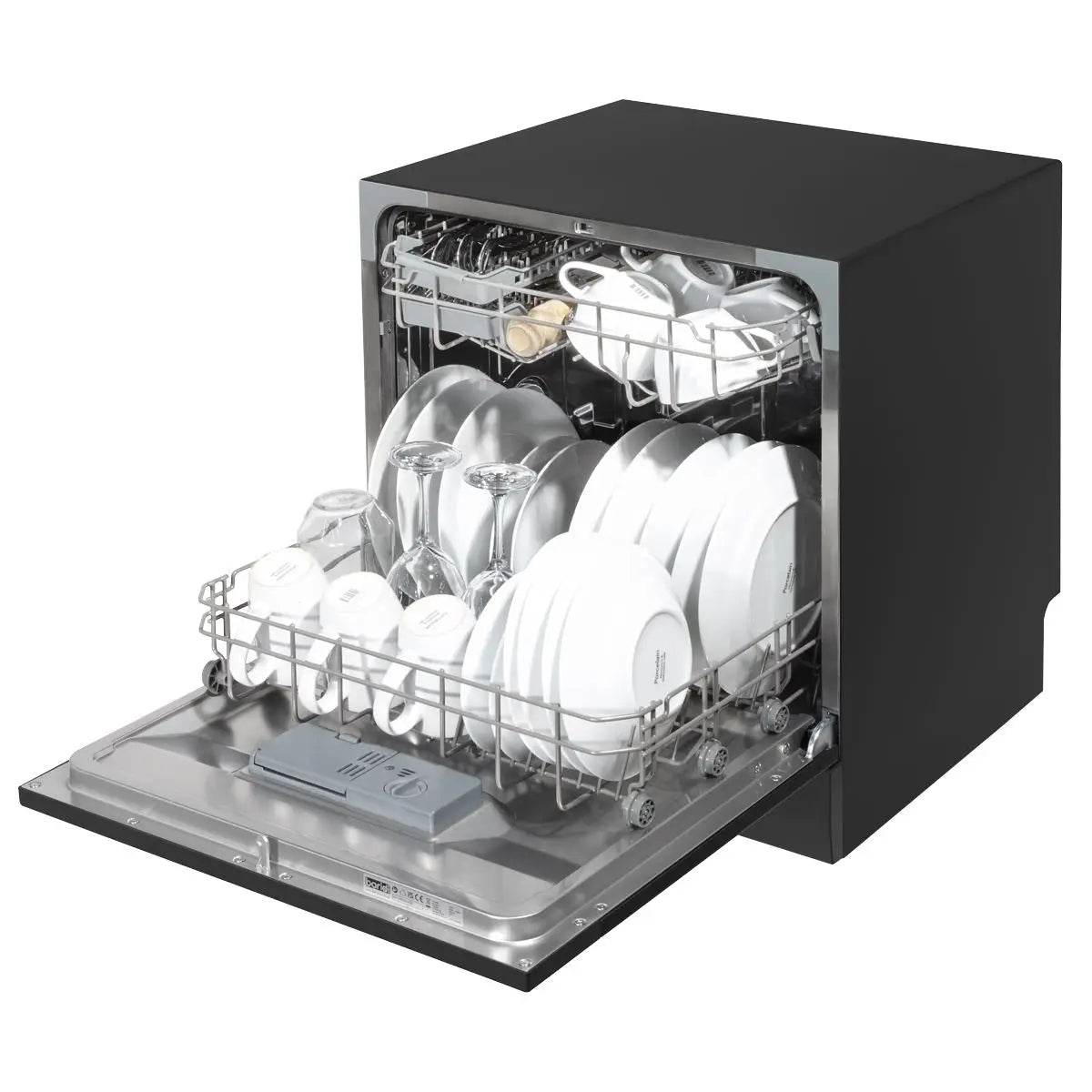 Baridi Compact Tabletop Dishwasher 8 Place Settings, 6 Programmes, Low Noise, 8L Cycle, Start Delay - Black  White Rose Tools