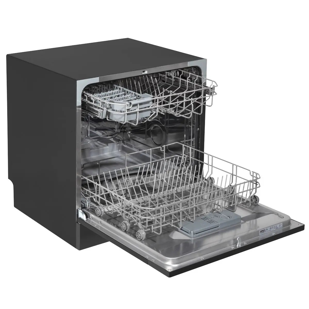 Baridi Compact Tabletop Dishwasher 8 Place Settings, 6 Programmes, Low Noise, 8L Cycle, Start Delay - Black  White Rose Tools